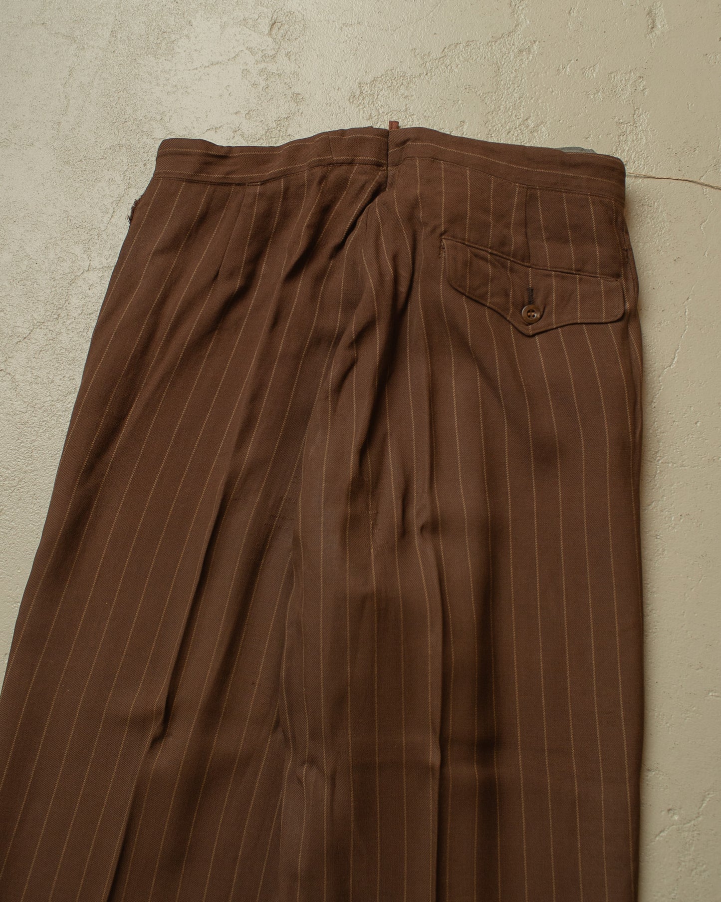 1930s German pinstriped Single breasted Suit brown - M/L