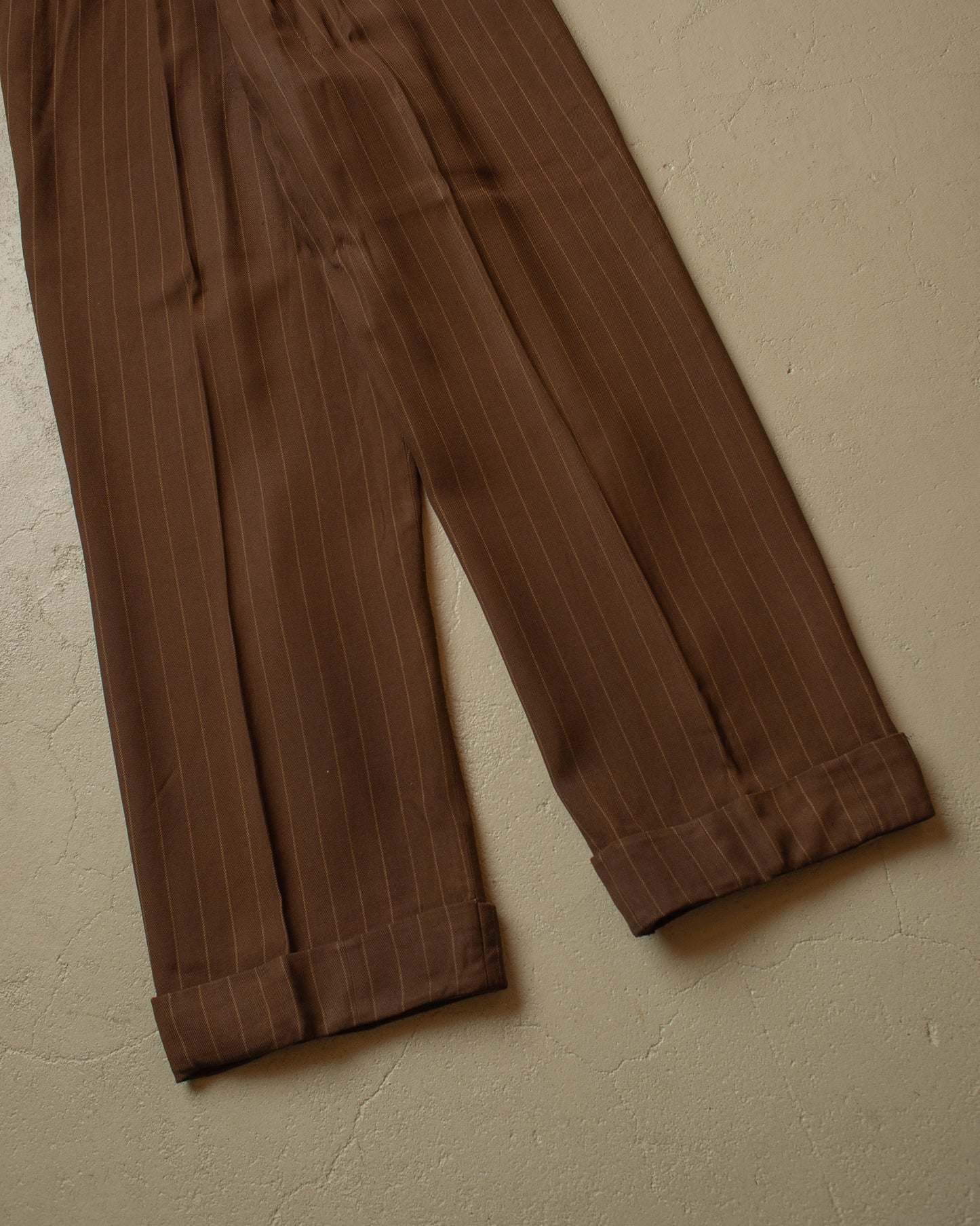 1930s German pinstriped Single breasted Suit brown - M/L
