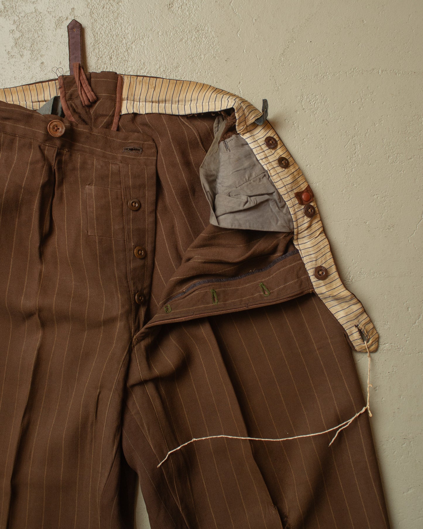 1930s German pinstriped Single breasted Suit brown - M/L