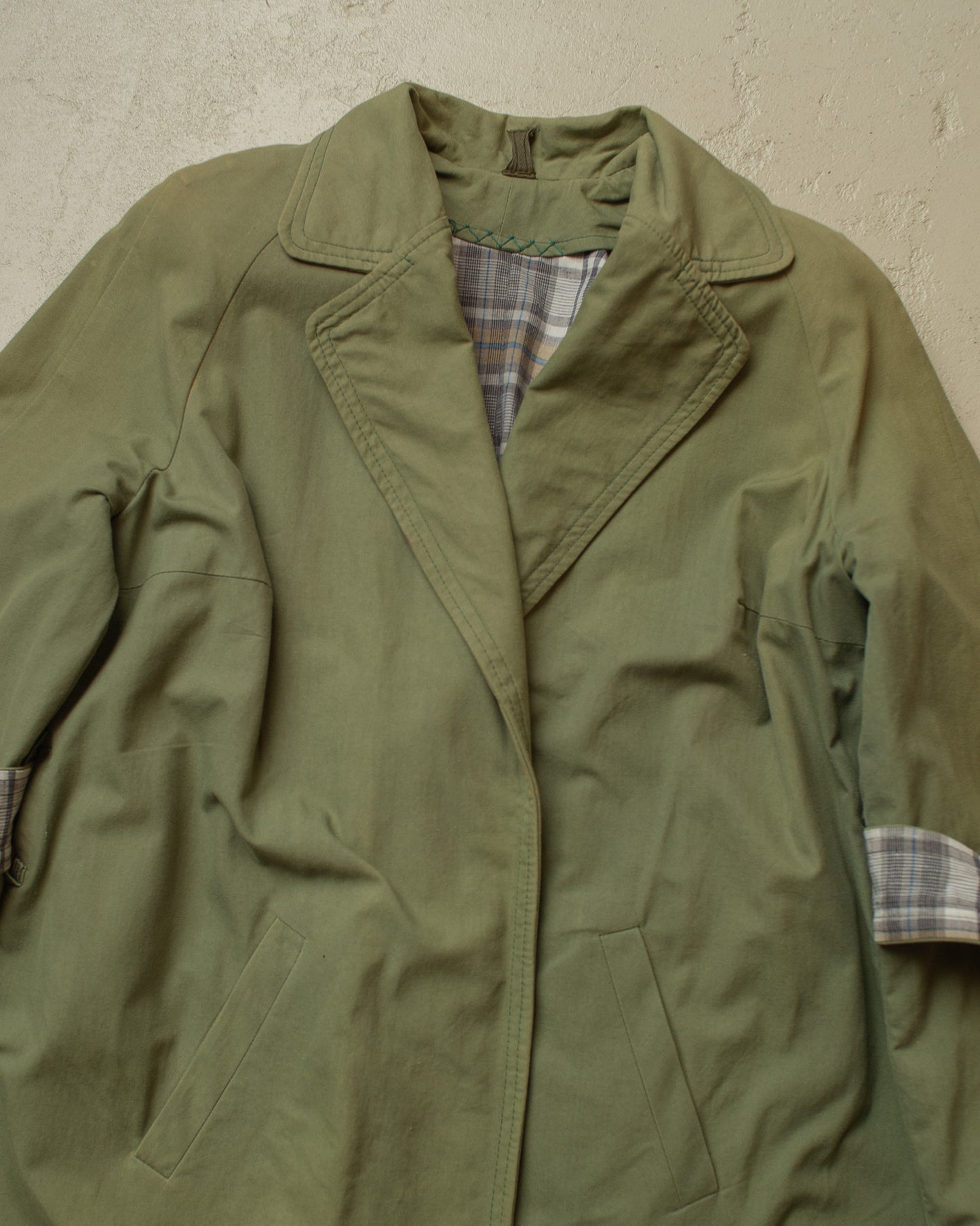 1950s German Womens Raglan Trenchcoat green - M/L