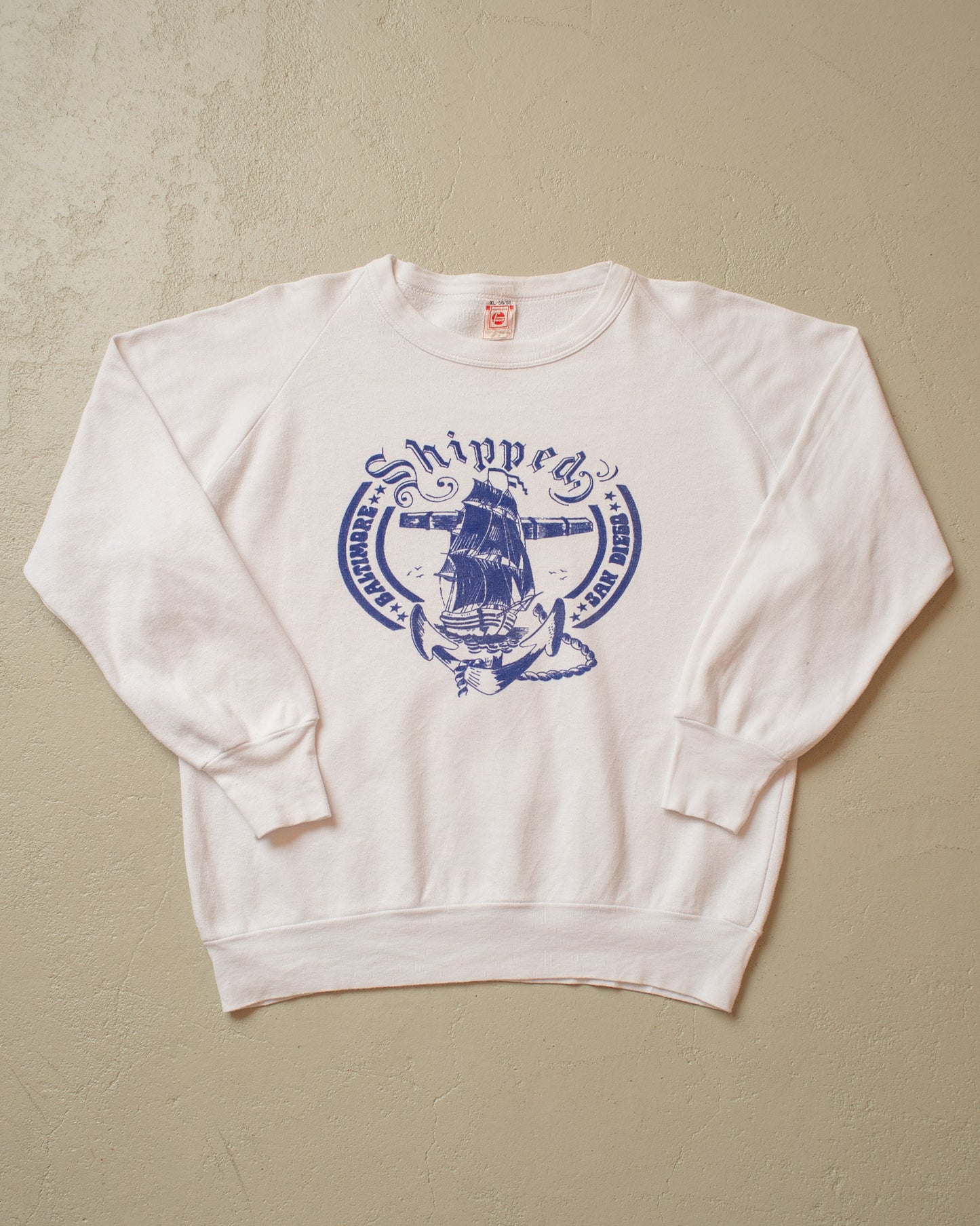 1970s Shipped Raglan Sweatshirt white - M/L
