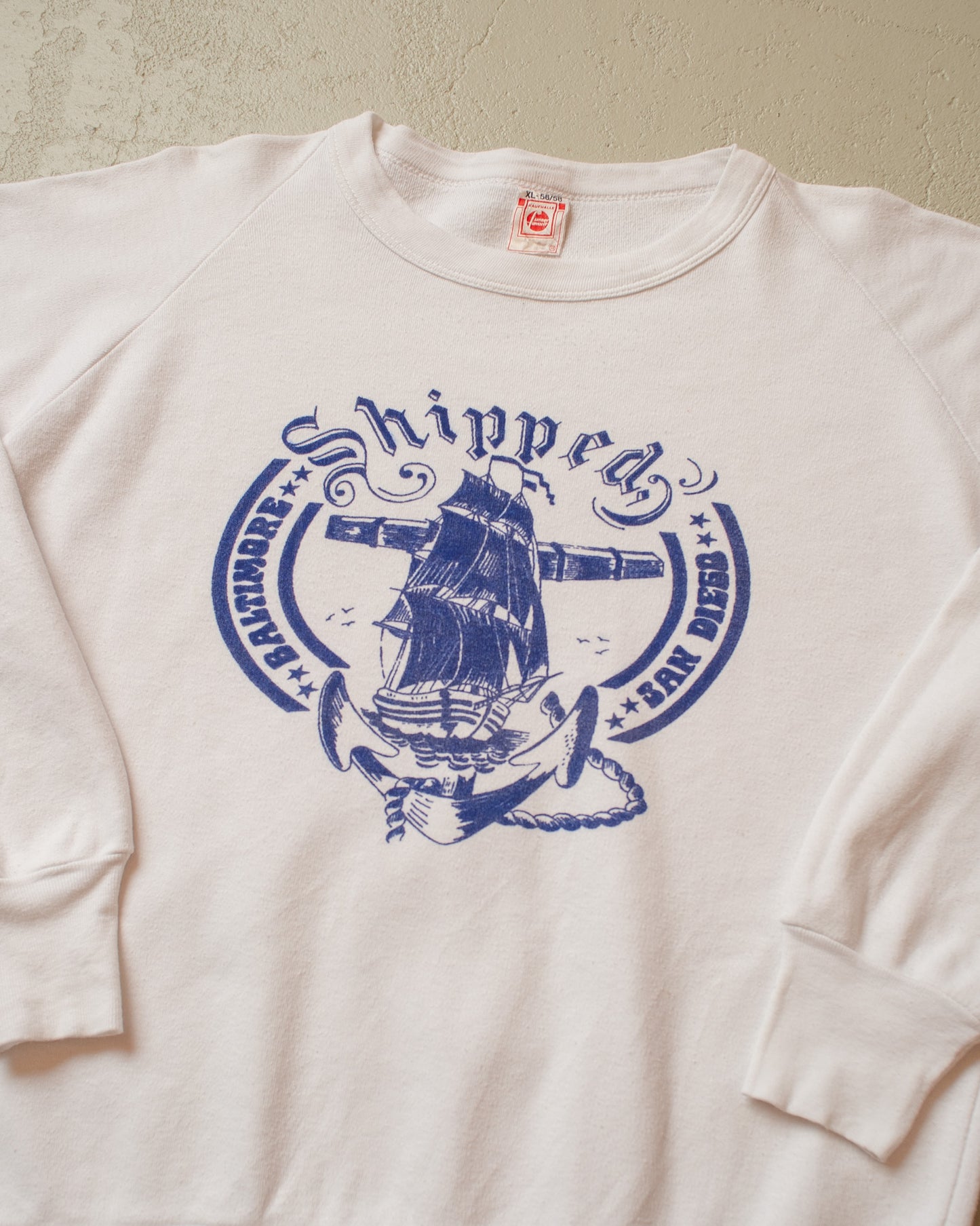 1970s Shipped Raglan Sweatshirt white - M/L