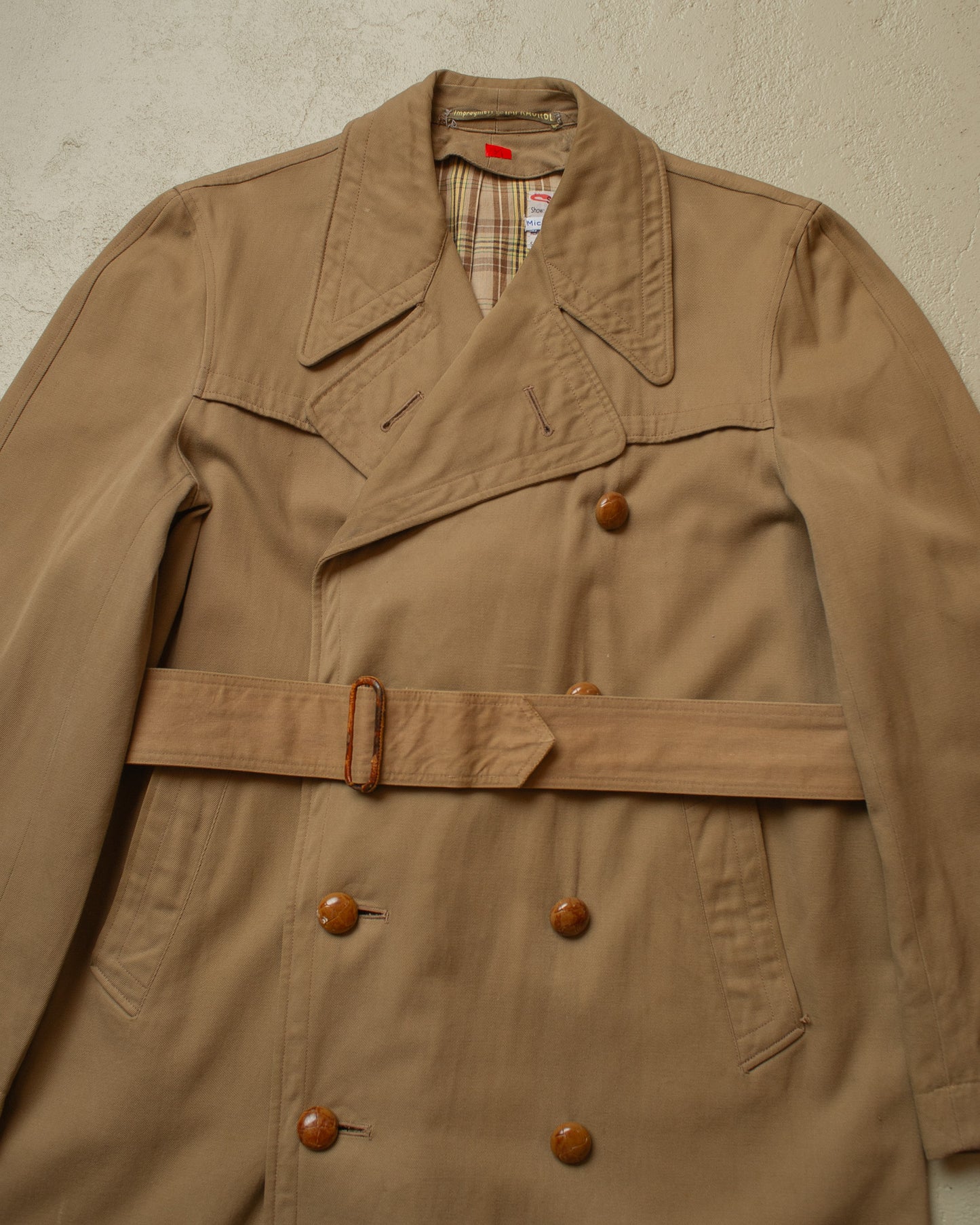 1950s German "Zetka" Double breasted Trenchcoat beige - L