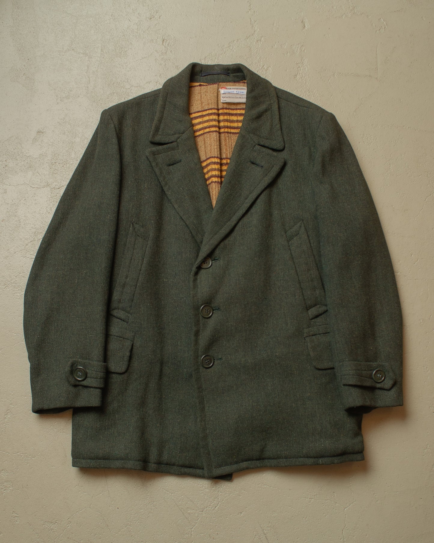 1930s German Belted Wool Short Coat green - XL