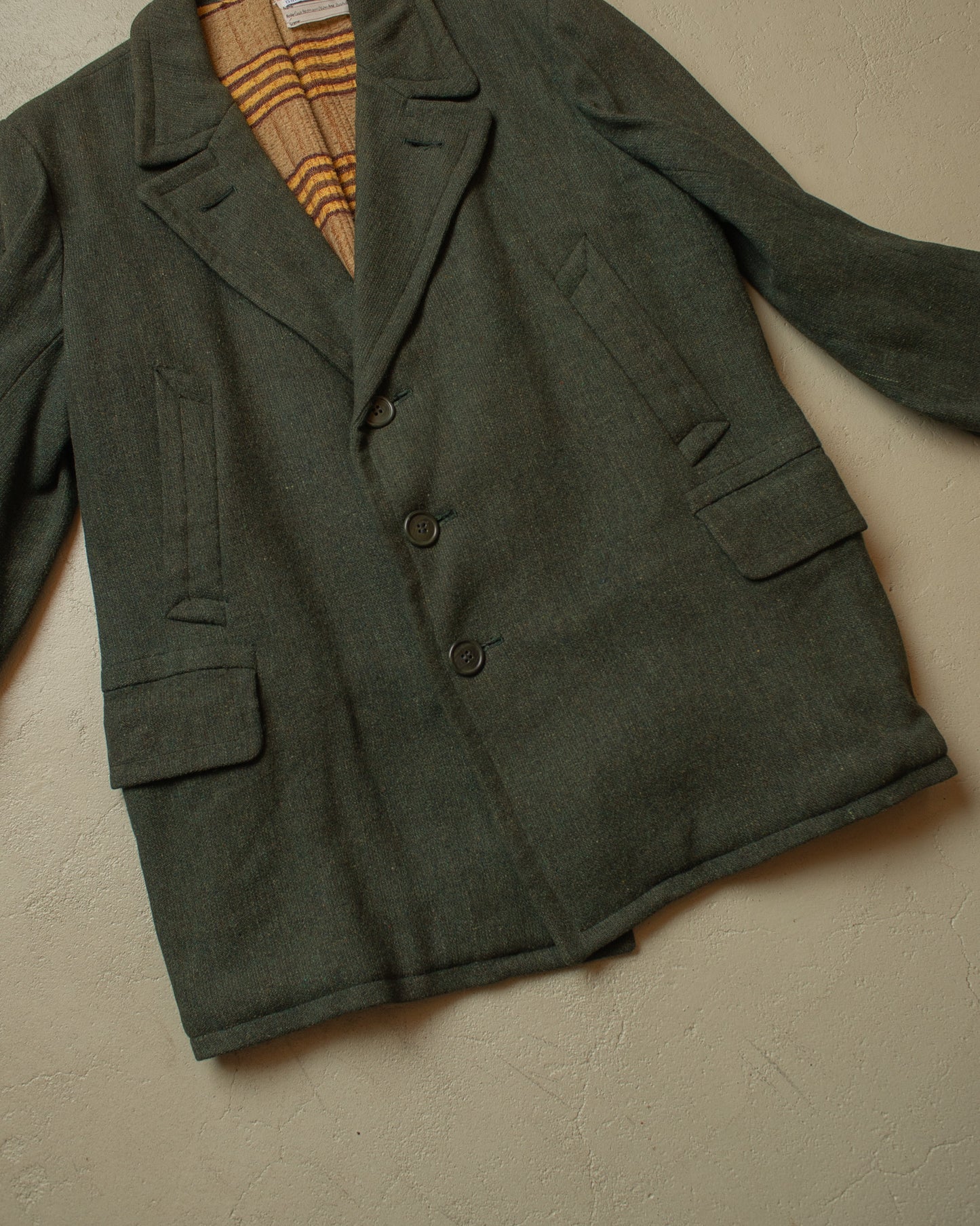 1930s German Belted Wool Short Coat green - XL