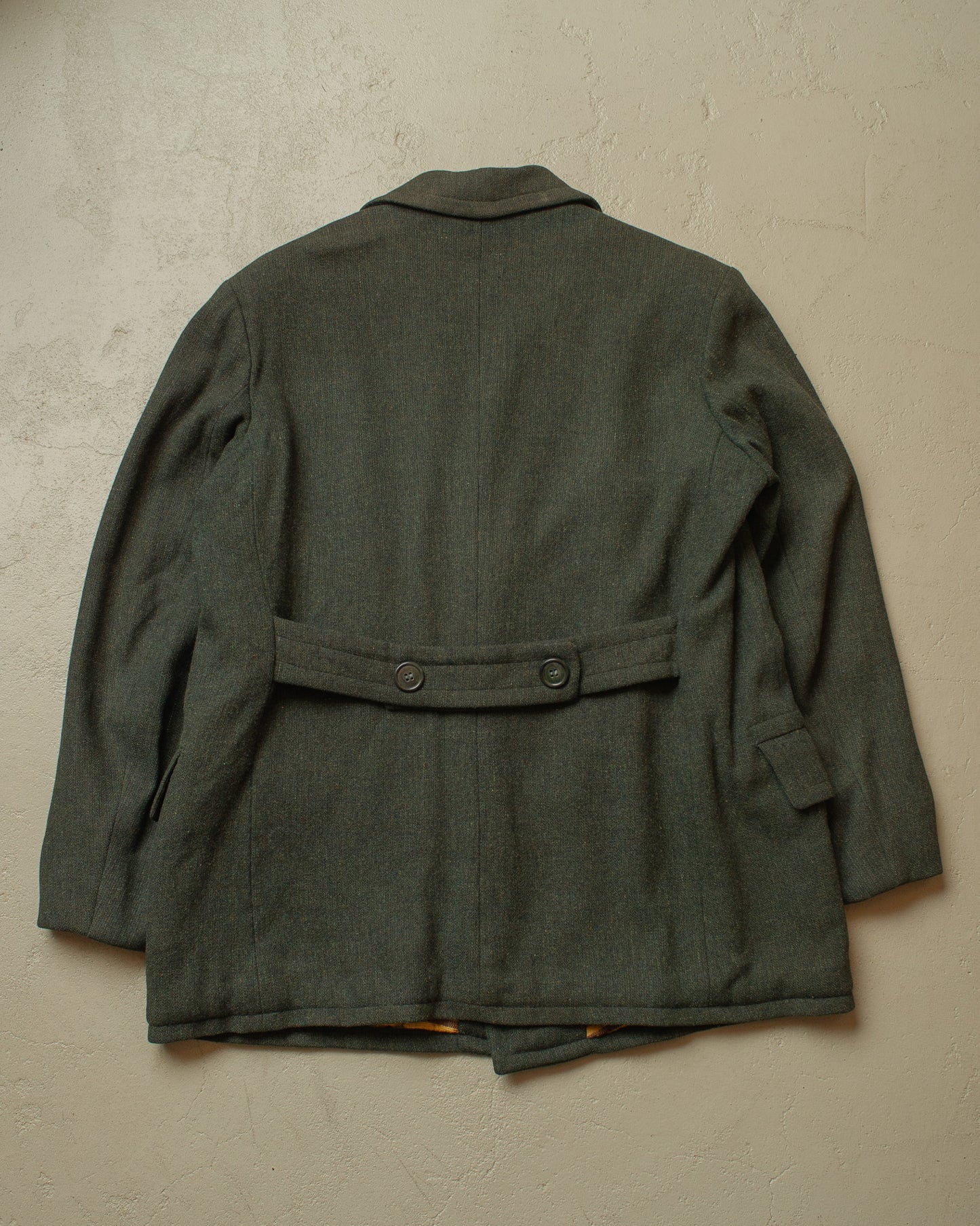 1930s German Belted Wool Short Coat green - XL