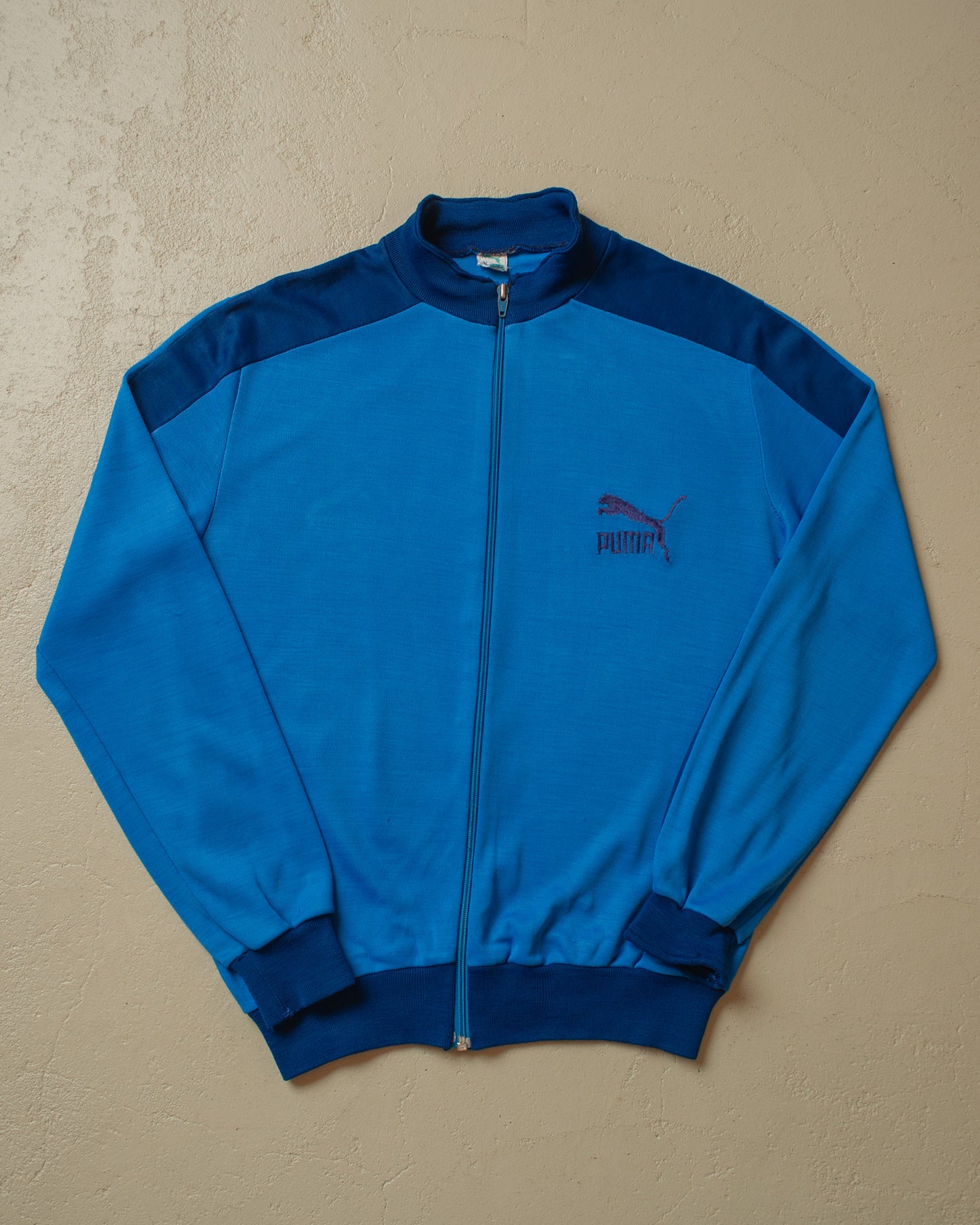 1970s Puma light Two Tone Track Jacket blue - M