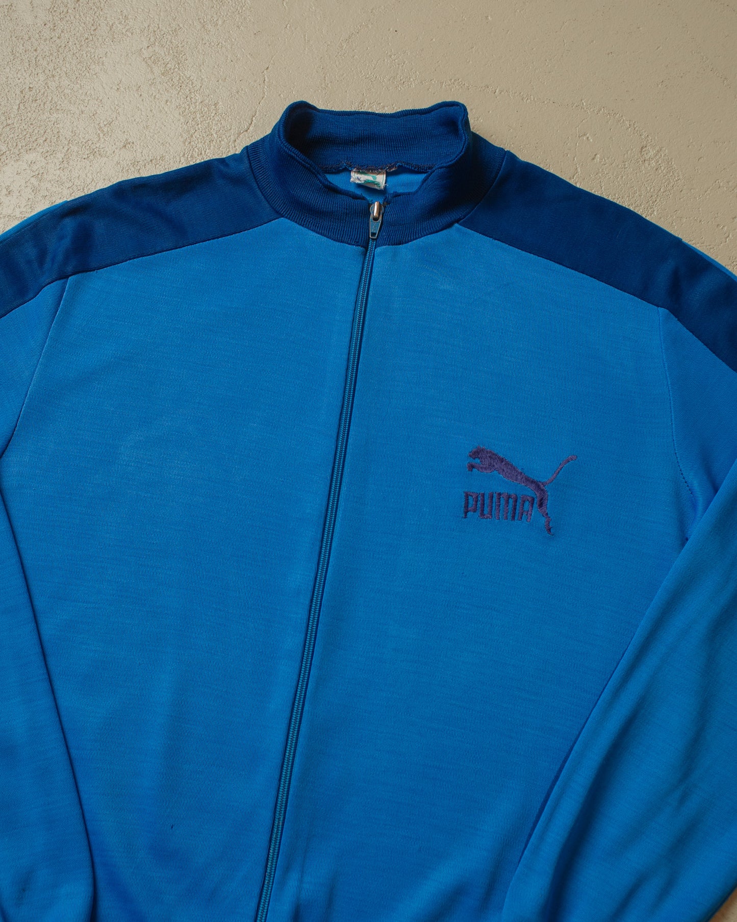 1970s Puma light Two Tone Track Jacket blue - M