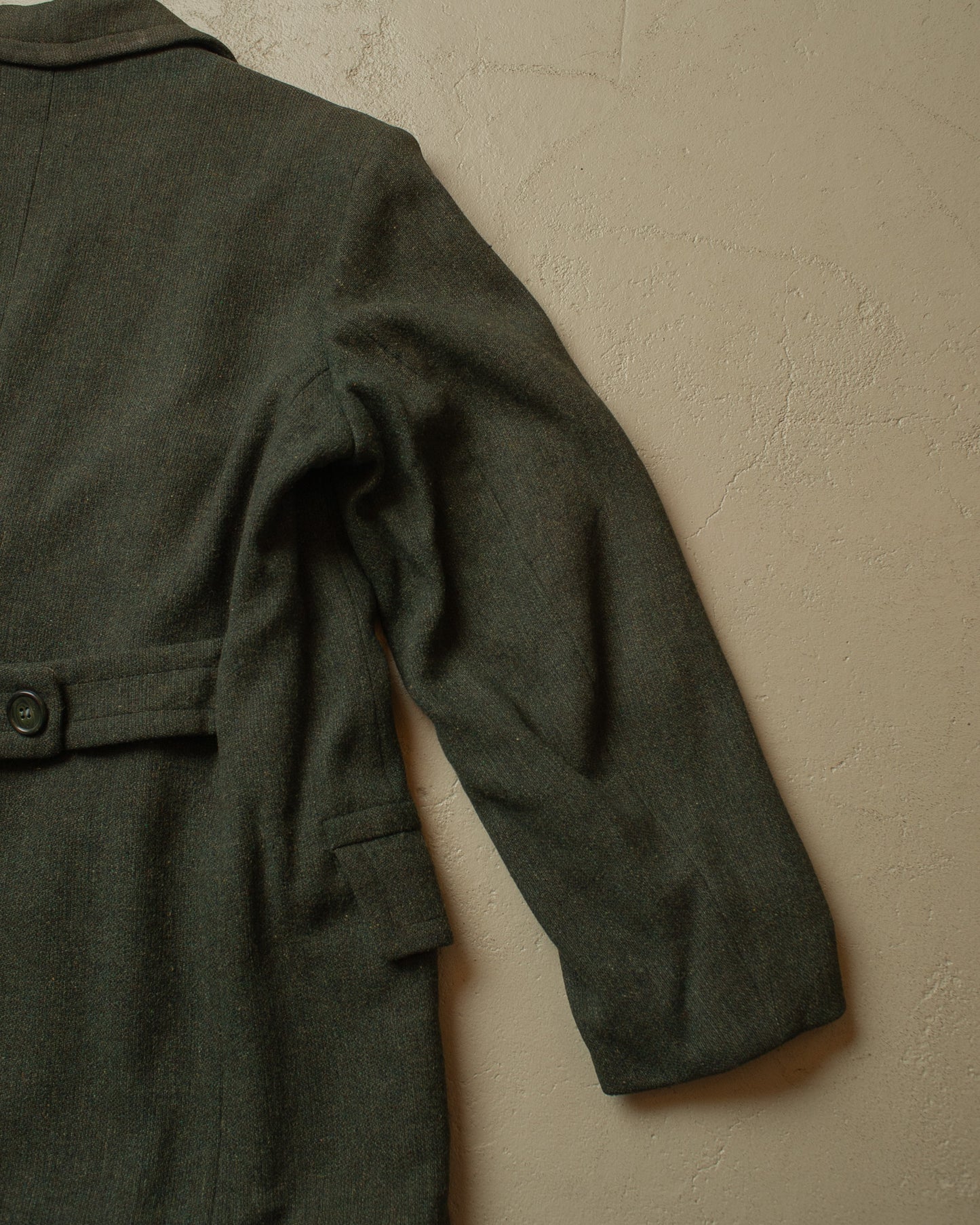 1930s German Belted Wool Short Coat green - XL