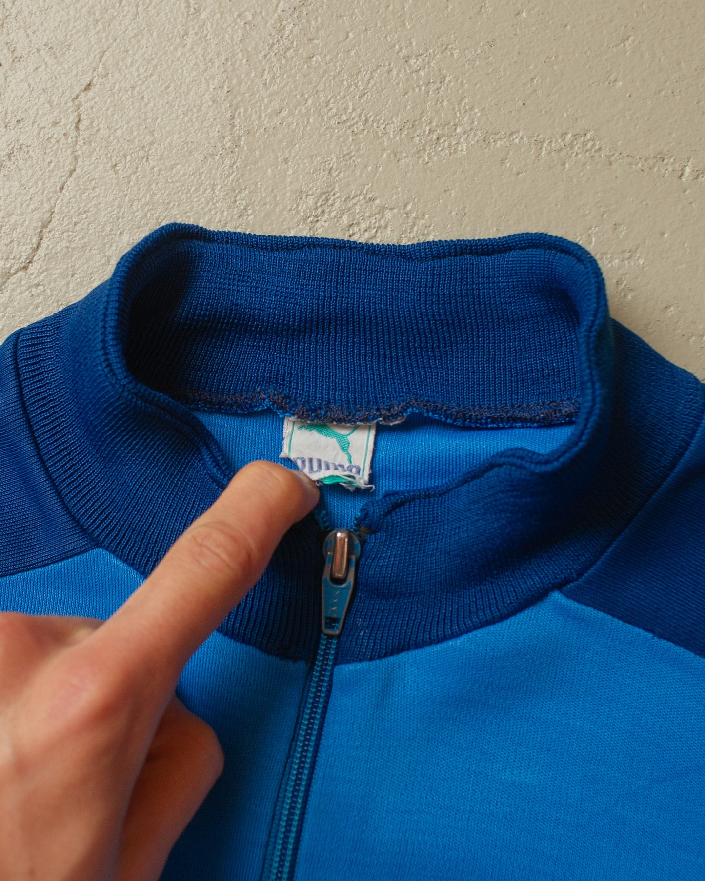 1970s Puma light Two Tone Track Jacket blue - M