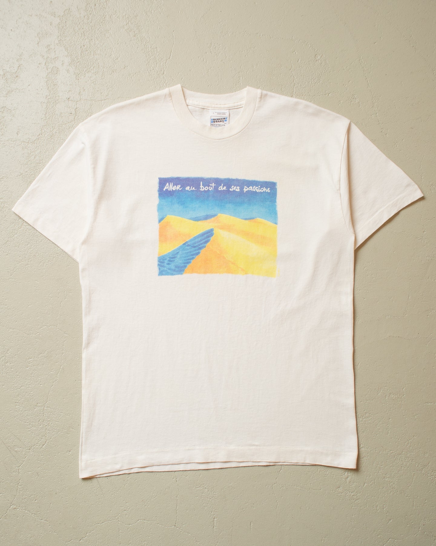 1990s "Aller un boot de su passions" T-shirt white - L