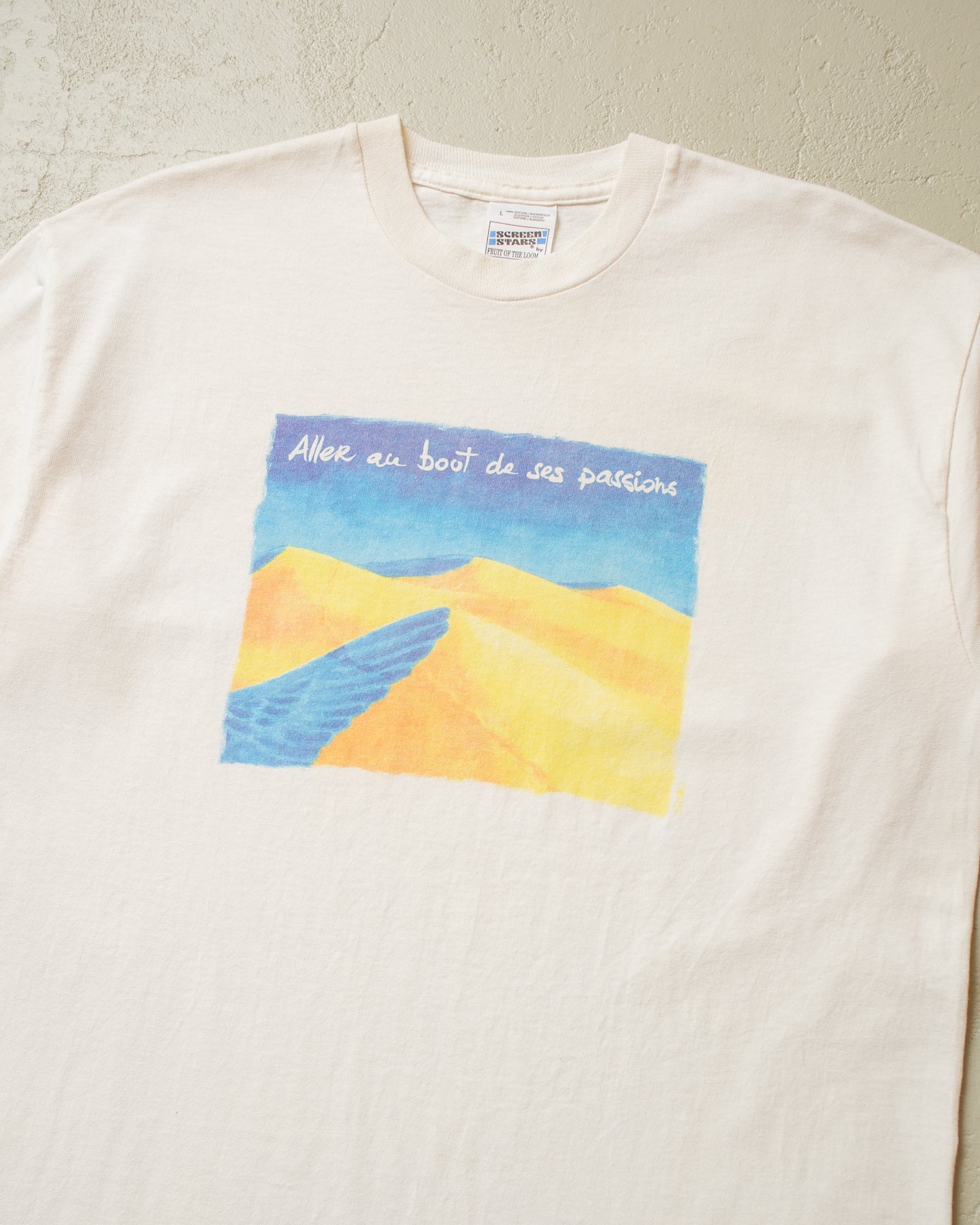 1990s "Aller un boot de su passions" T-shirt white - L