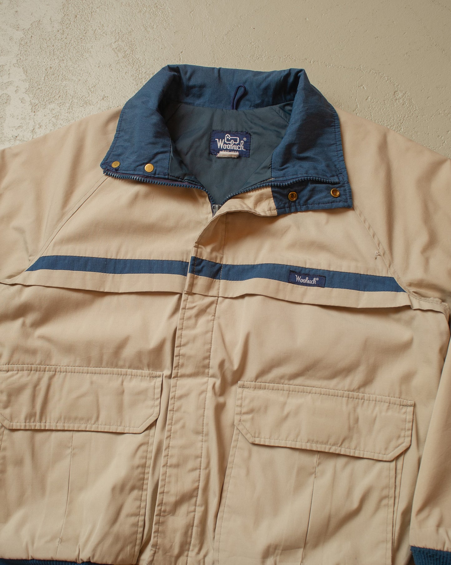 1980s Woolrich Quilted Two Tone Jacket beige - M/L