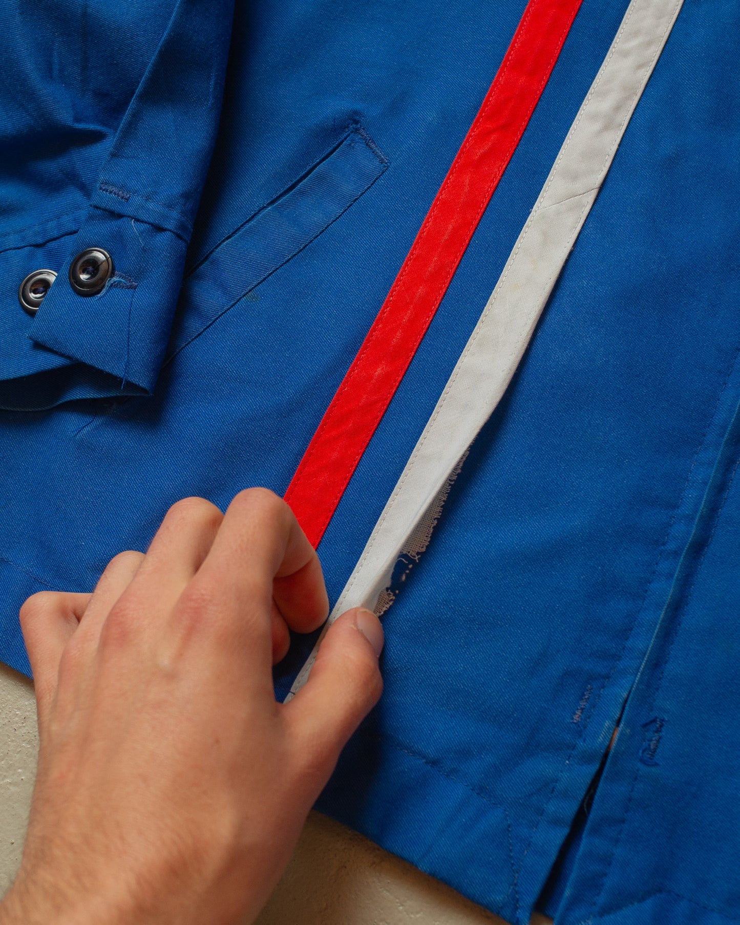 1960s/70s lined Racing Work Jacket blue - L/XL