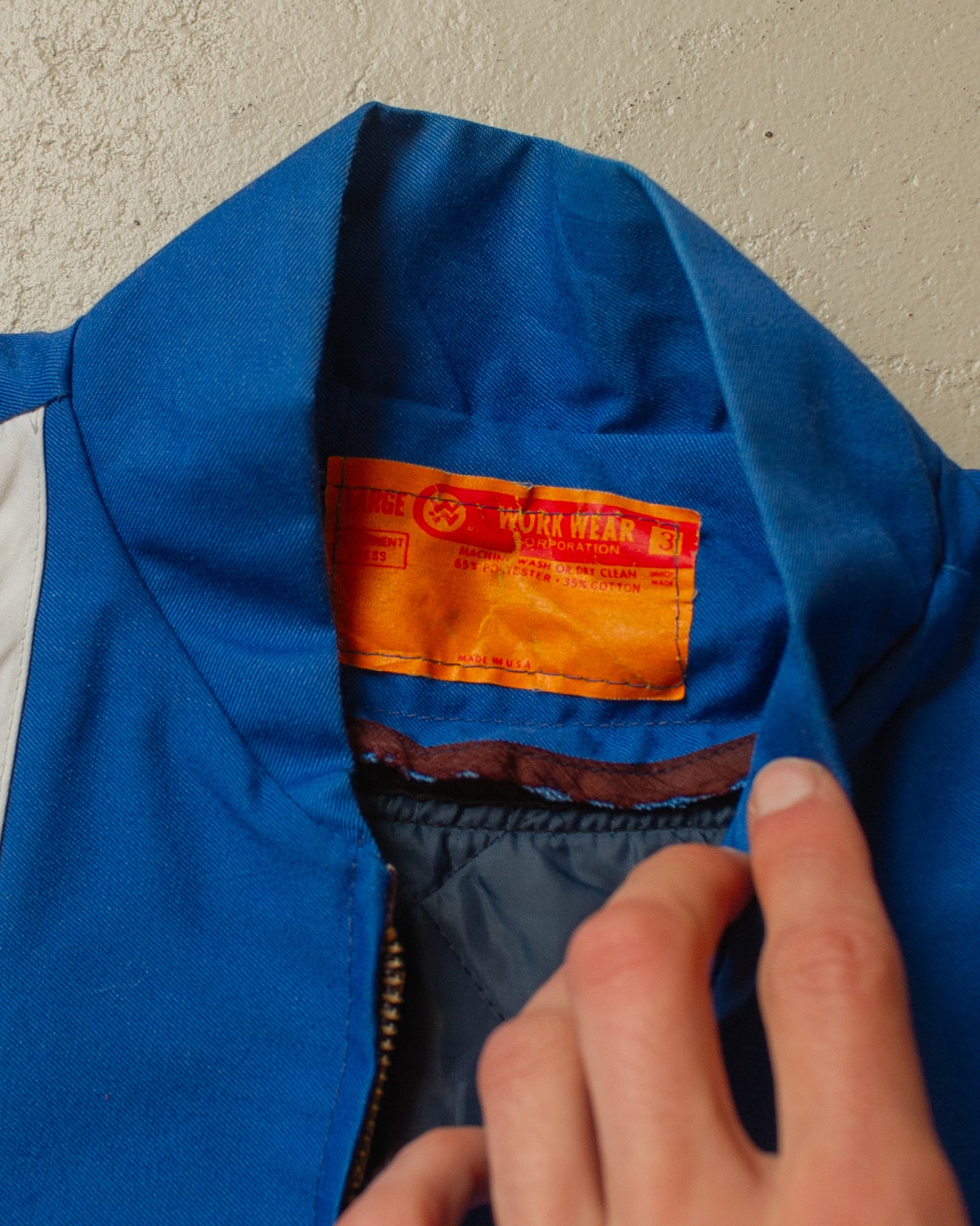 1960s/70s lined Racing Work Jacket blue - L/XL