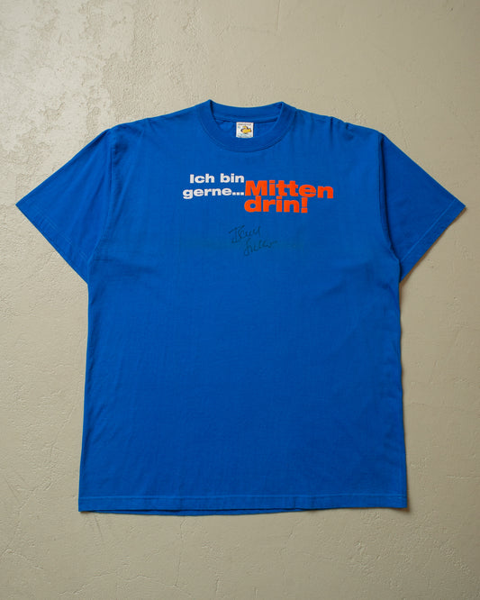 1990s/00s Mittendrin Bernd Stelter signed T-shirt blue - XL/XXL