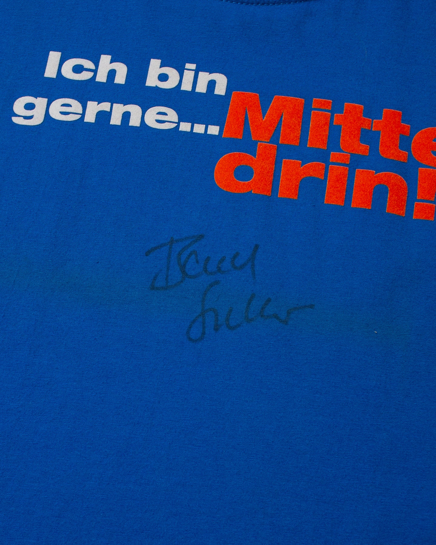 1990s/00s Mittendrin Bernd Stelter signed T-shirt blue - XL/XXL
