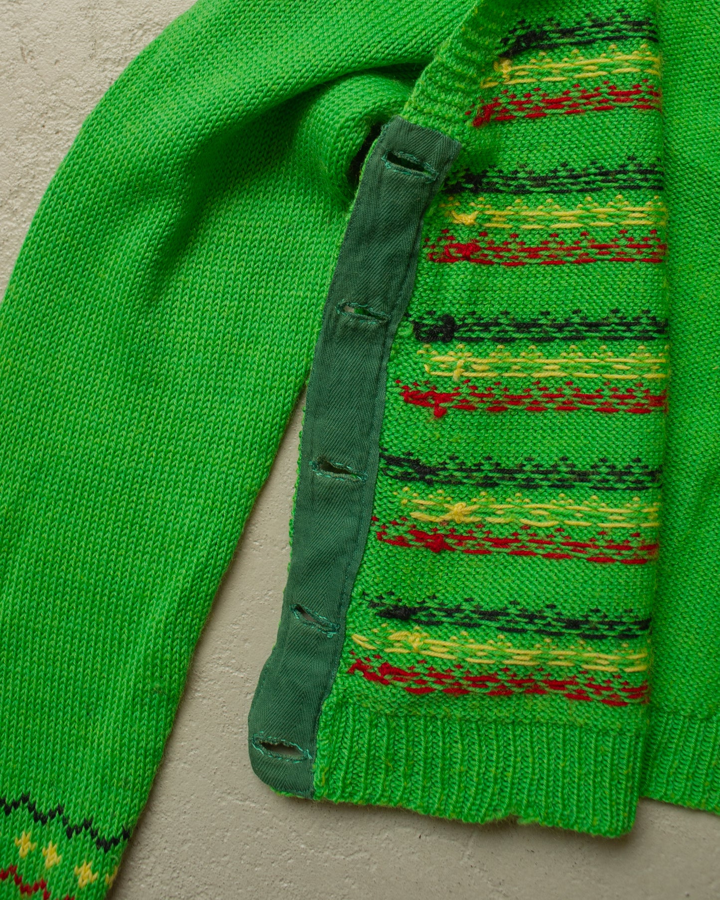 1950s Reproduction Womens Pattern Wool Knit Jacket green - XS