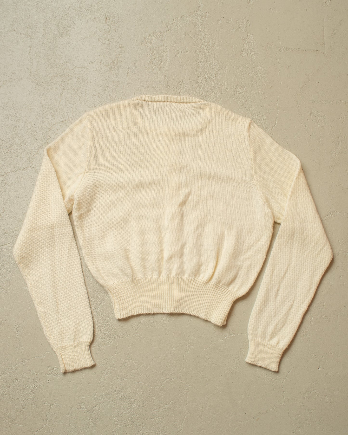 1950s Reproduction Womens Textured Knit Jacket creme -S/M