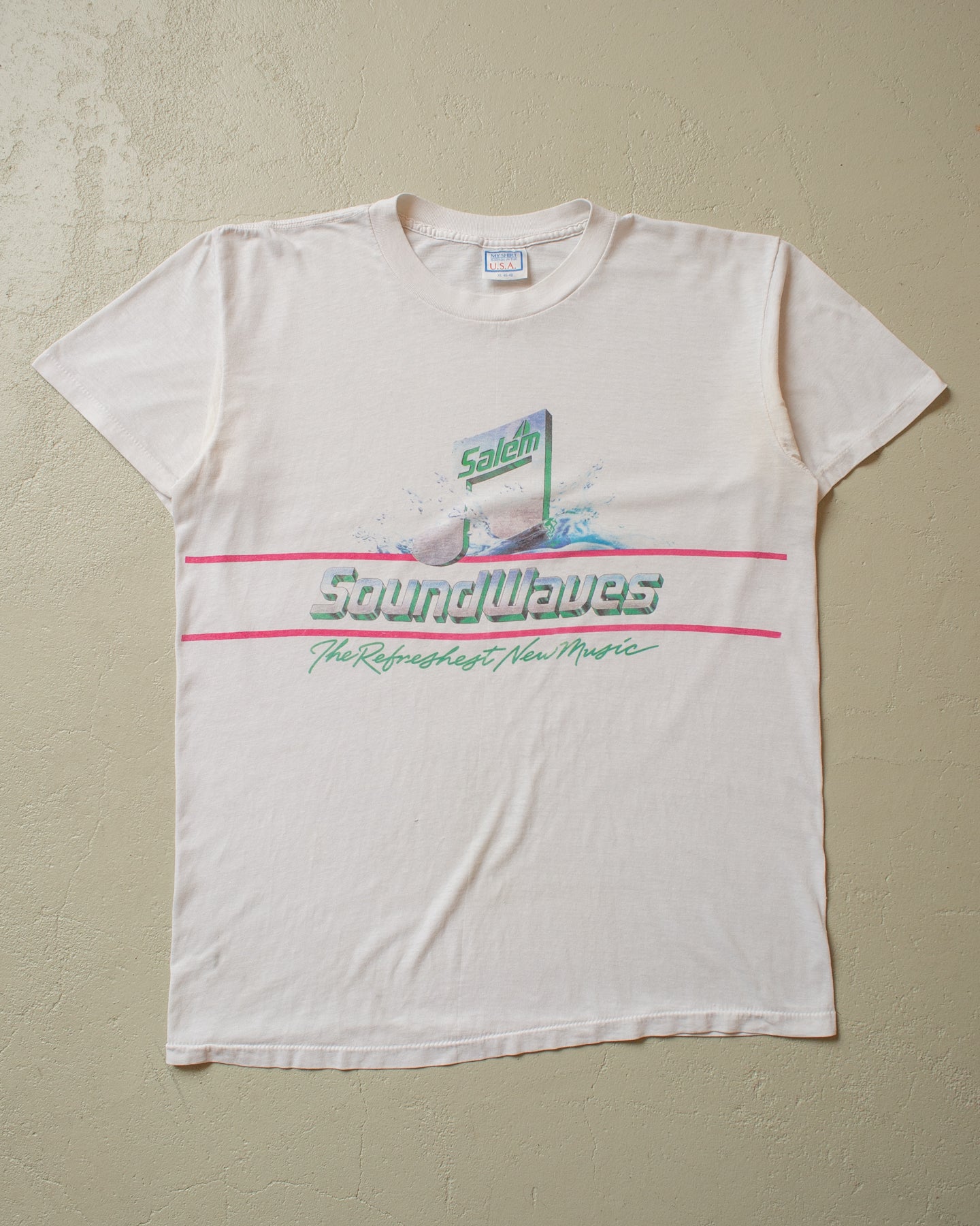 1980s distressed Salem Soundwaves T-shirt white - XL