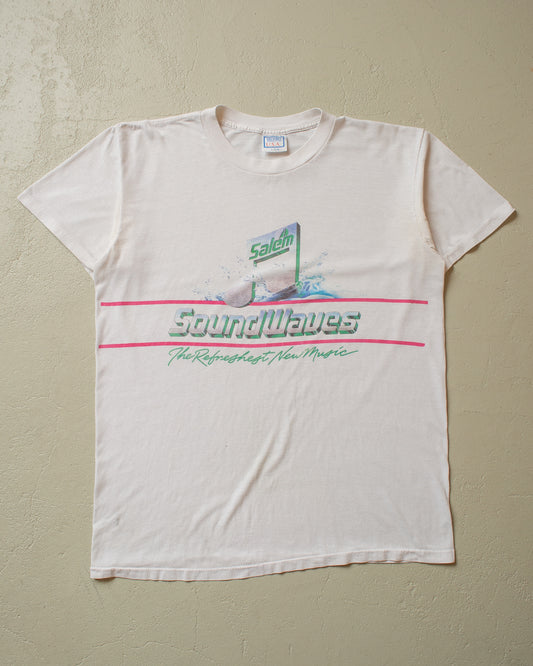 1980s distressed Salem Soundwaves T-shirt white - XL