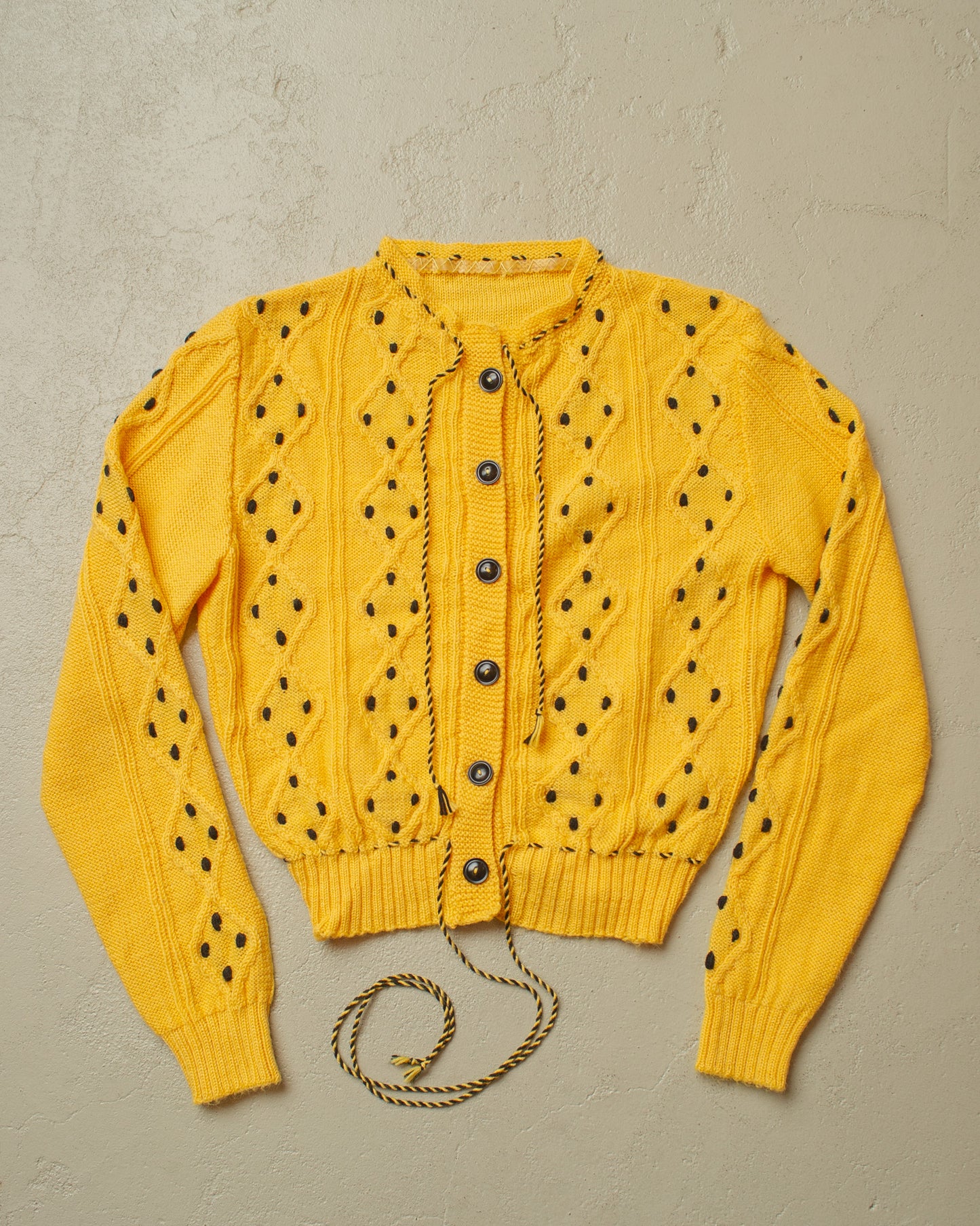 1930s Reproduction Womens Pearl Knit Jacket yellow - S