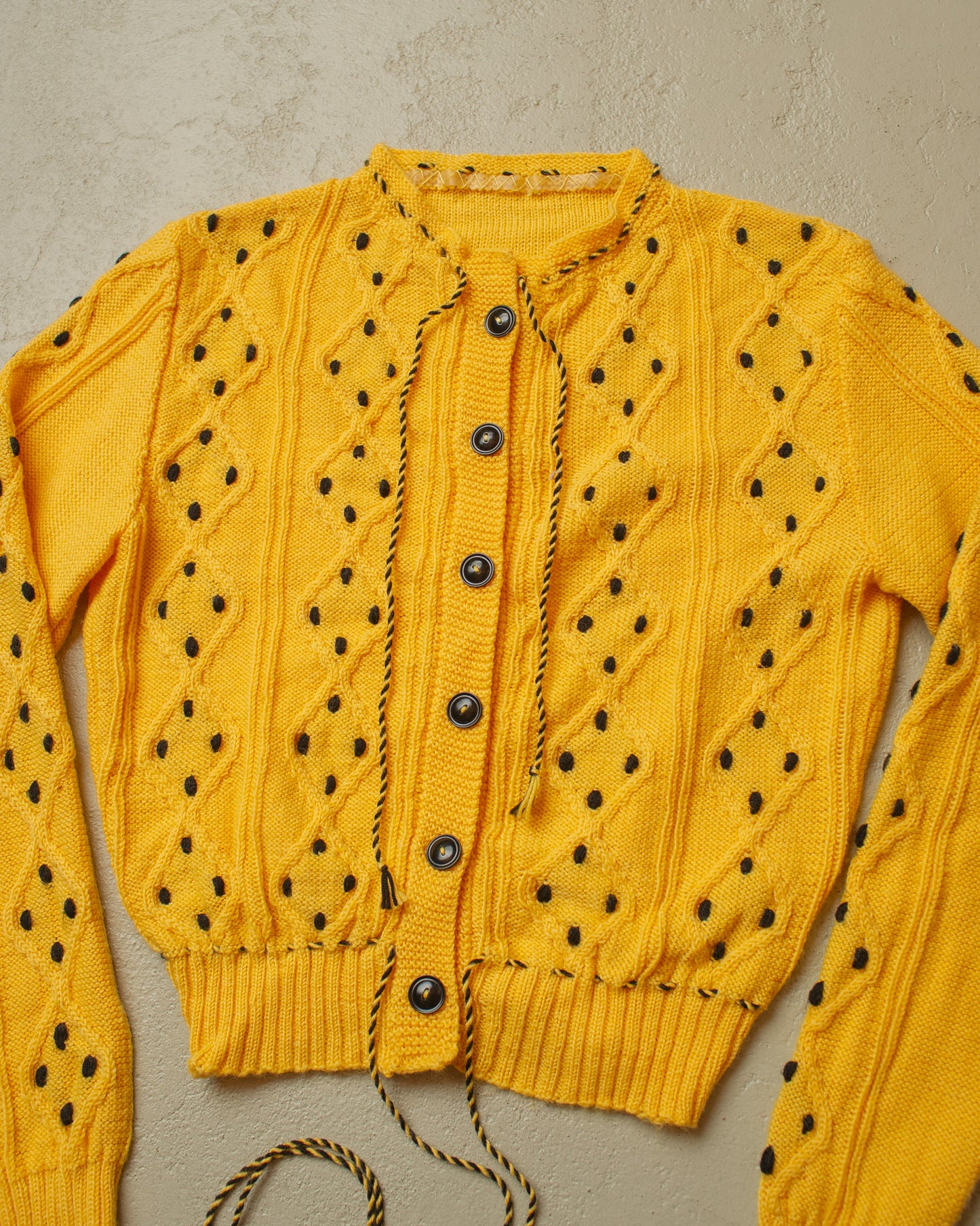 1930s Reproduction Womens Pearl Knit Jacket yellow - S
