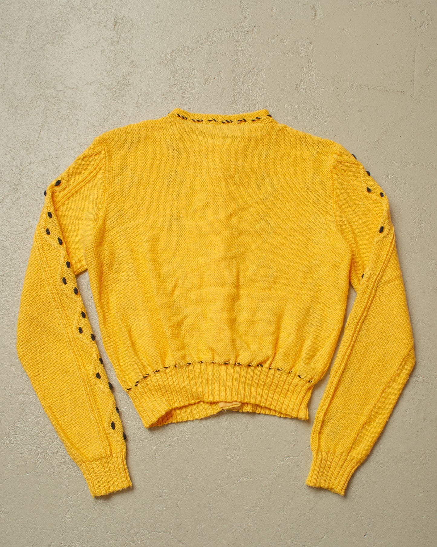 1930s Reproduction Womens Pearl Knit Jacket yellow - S