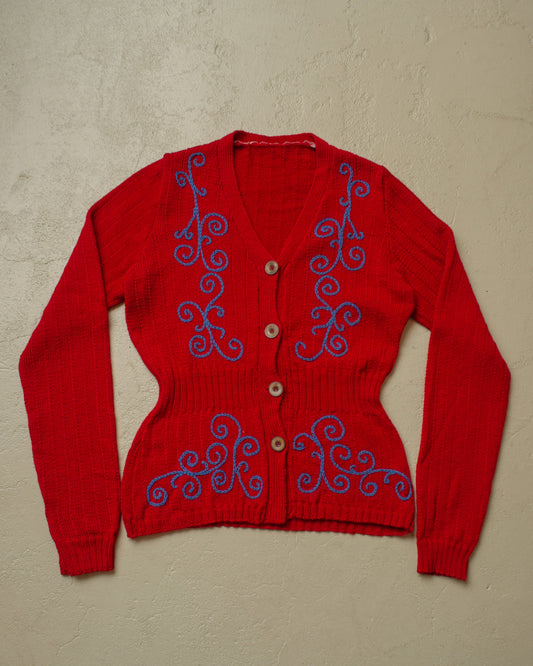1930s/40s Graefe90 Reproduction Womens Knit Jacket burgundy - S