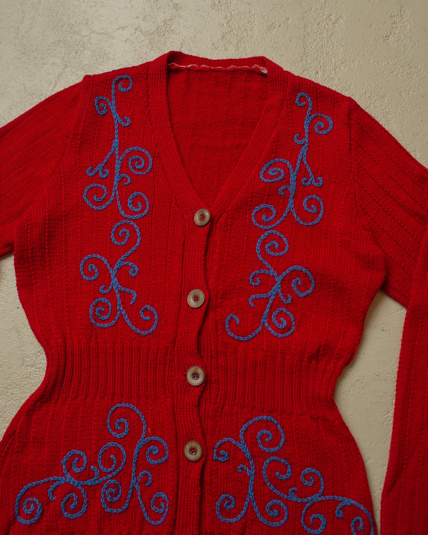 1930s/40s Graefe90 Reproduction Womens Knit Jacket burgundy - S