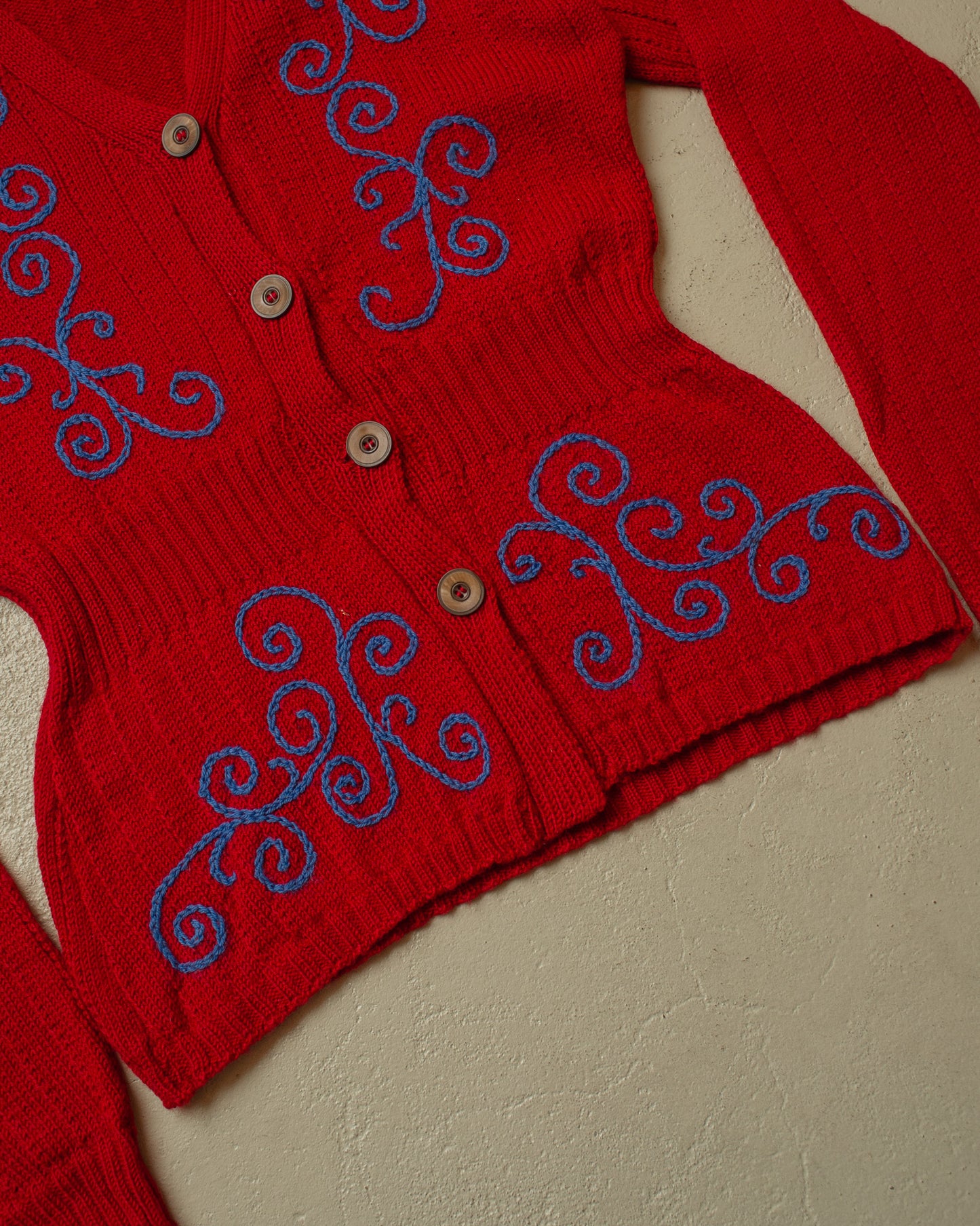 1930s/40s Graefe90 Reproduction Womens Knit Jacket burgundy - S