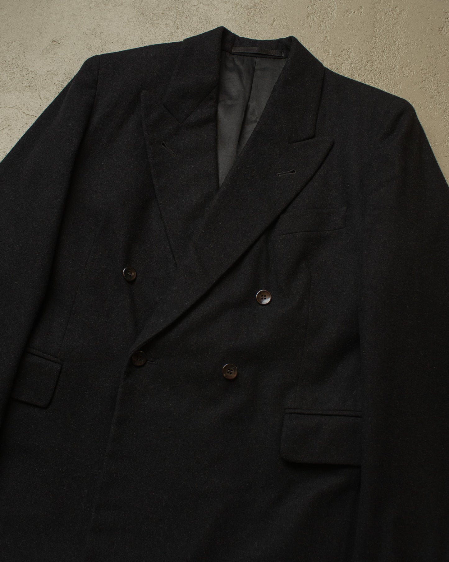 1930s German Double breasted Peak Lapel Suit Jacket black - M