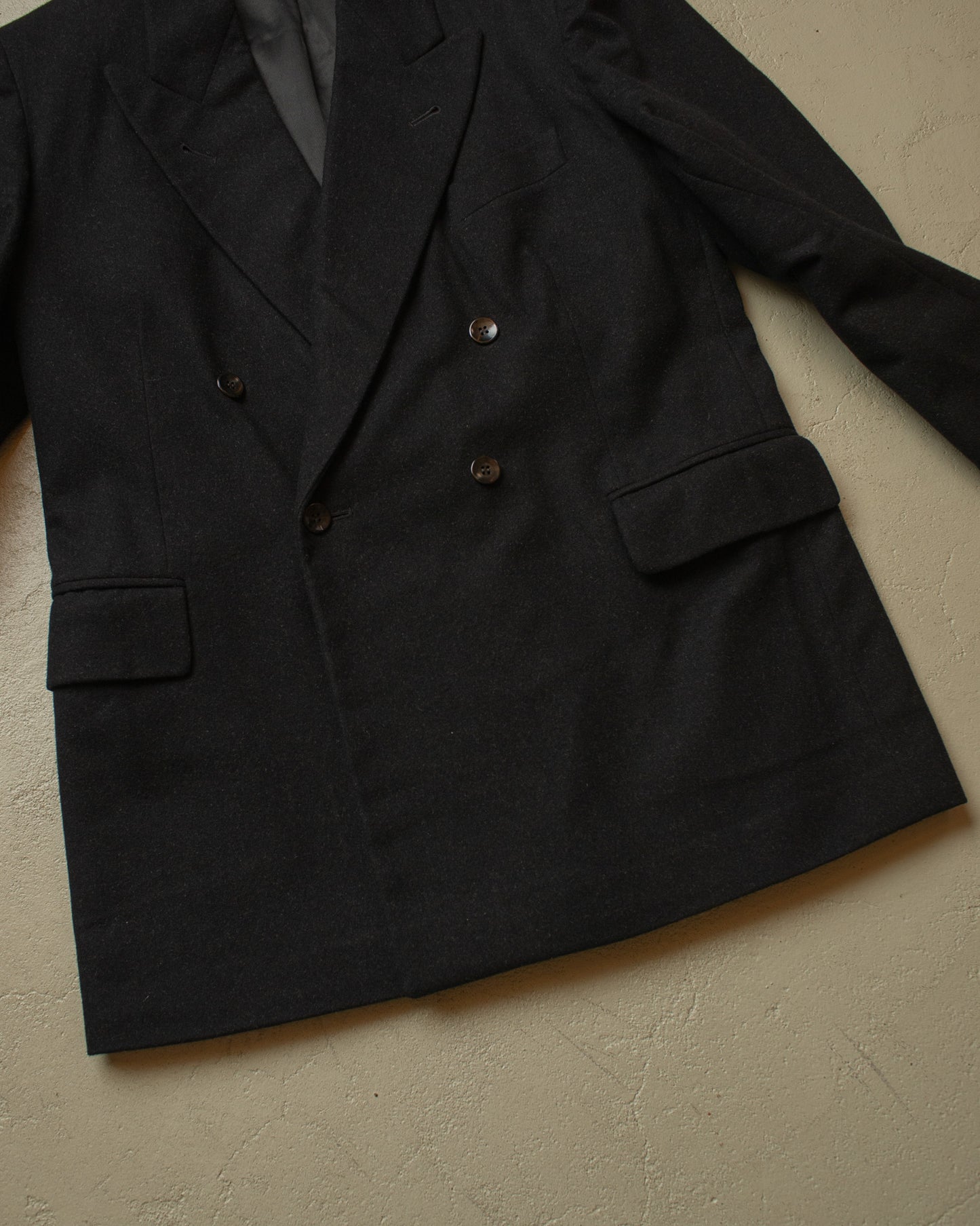 1930s German Double breasted Peak Lapel Suit Jacket black - M