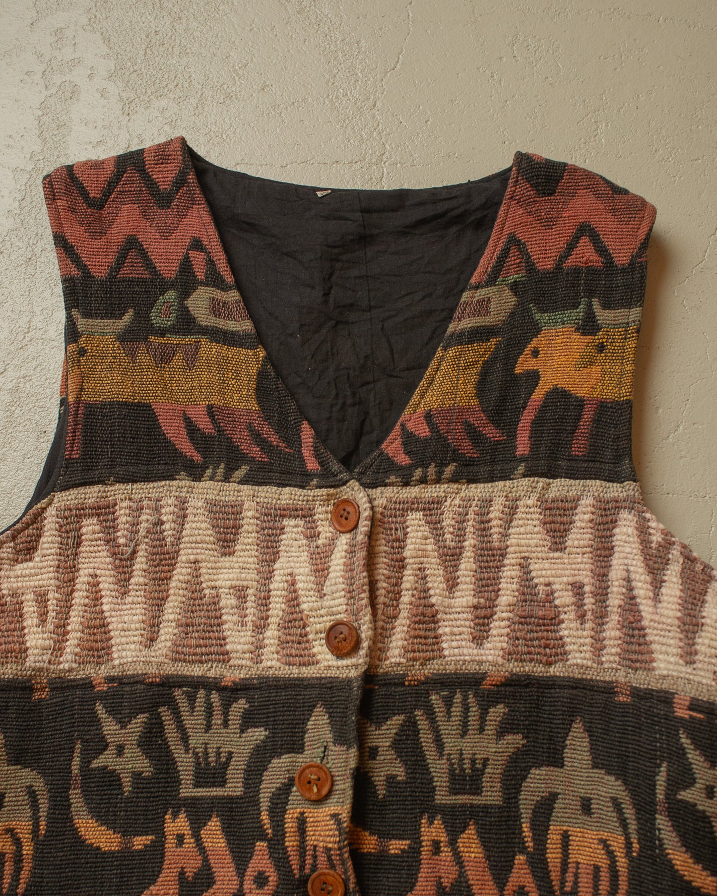 1970s/80s crazy Pattern Cotton Vest multi - S/M
