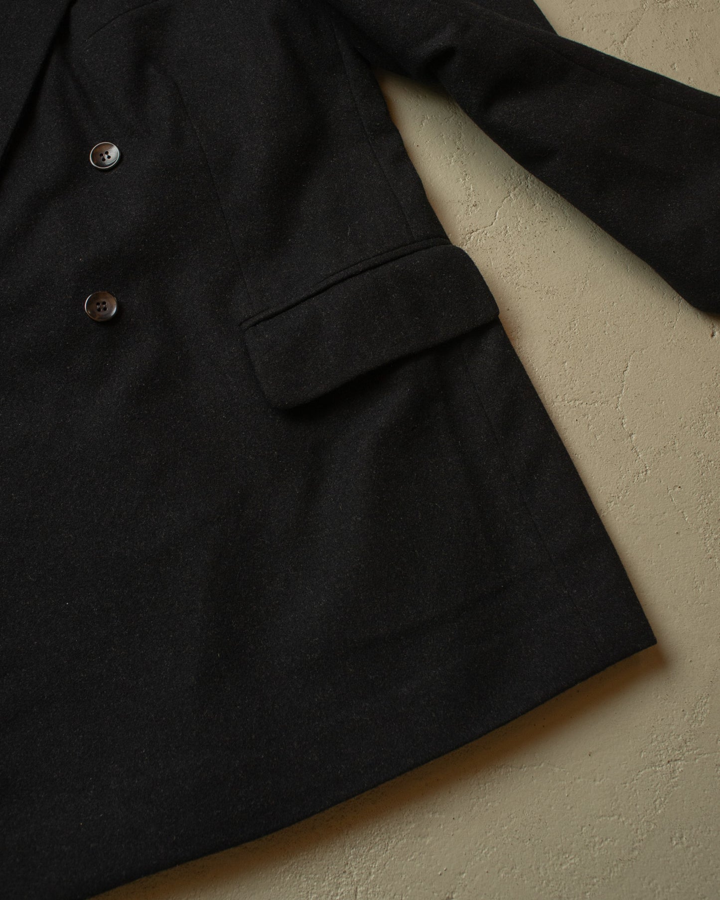 1930s German Double breasted Peak Lapel Suit Jacket black - M