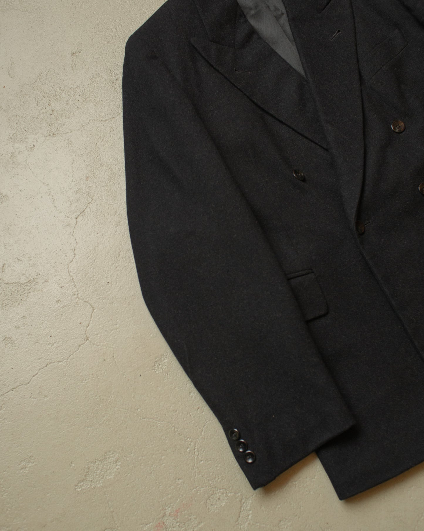 1930s German Double breasted Peak Lapel Suit Jacket black - M