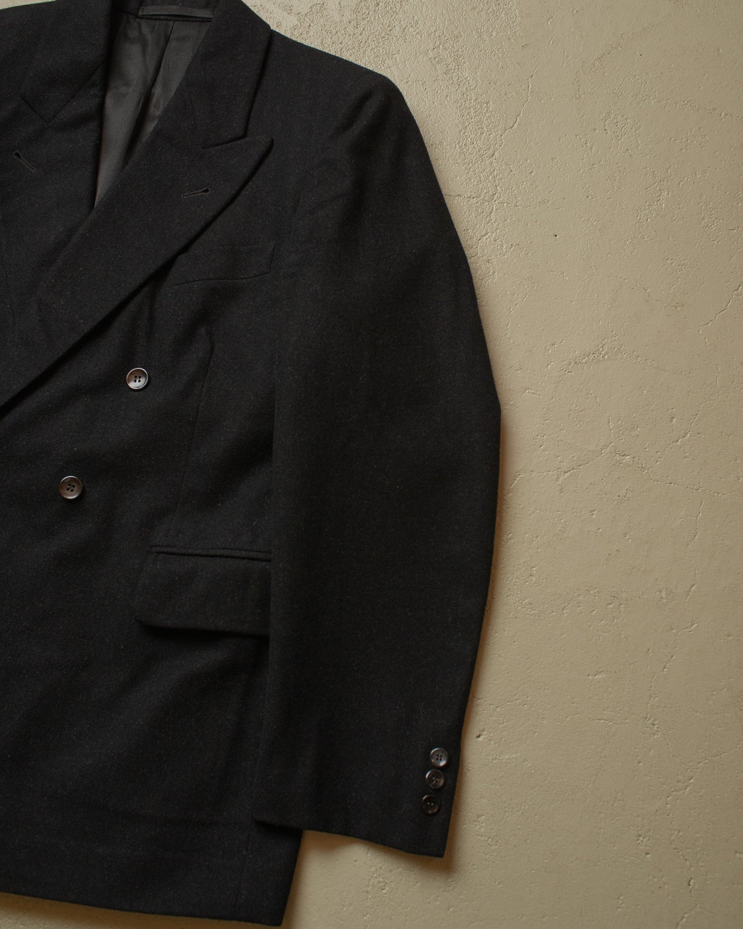 1930s German Double breasted Peak Lapel Suit Jacket black - M