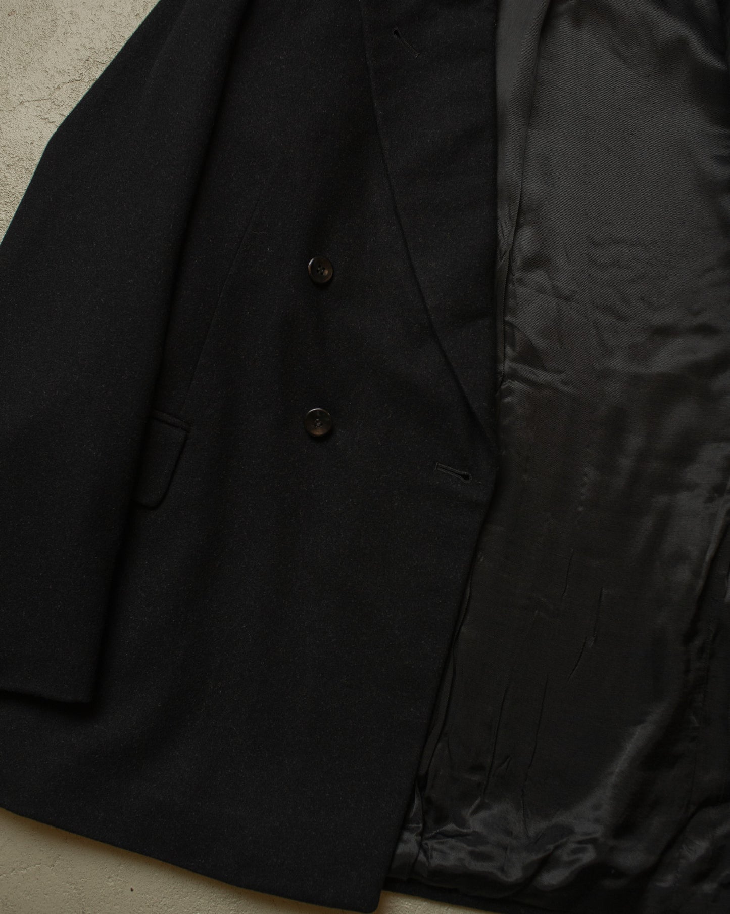 1930s German Double breasted Peak Lapel Suit Jacket black - M