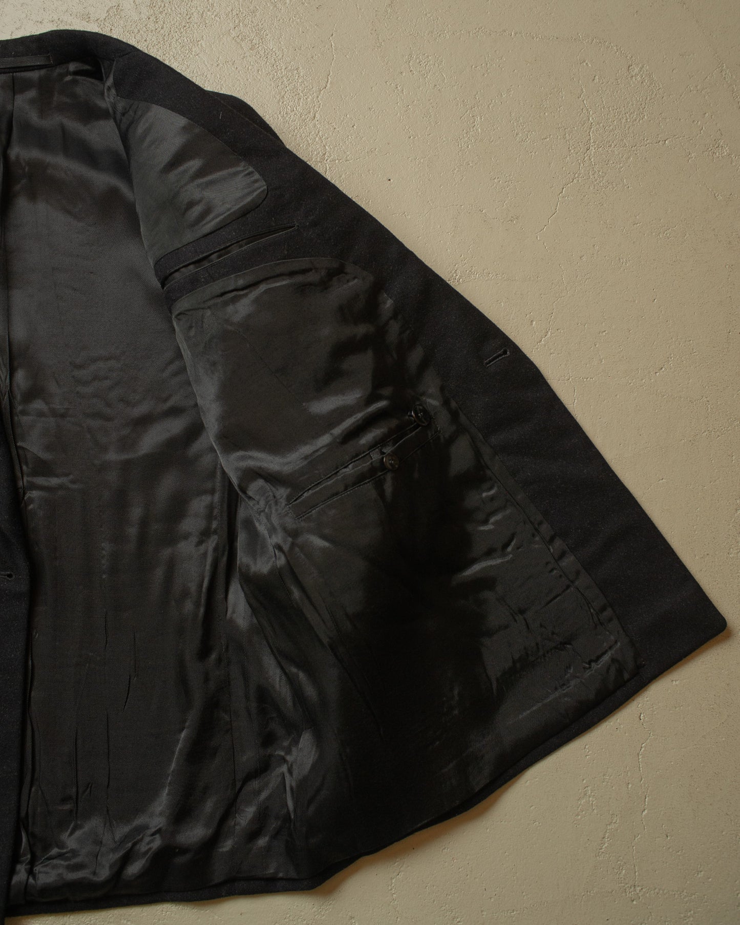 1930s German Double breasted Peak Lapel Suit Jacket black - M