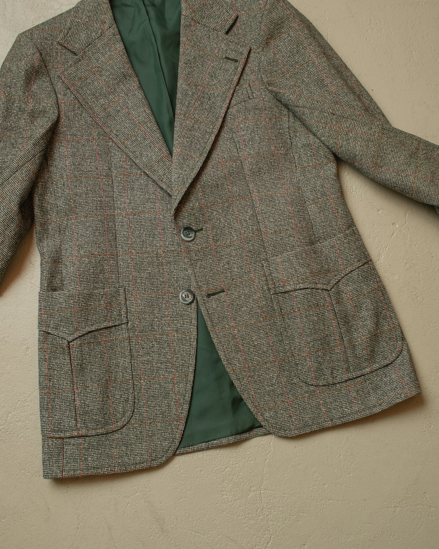 1970s does 1930s German checkered Sports Suit green - M