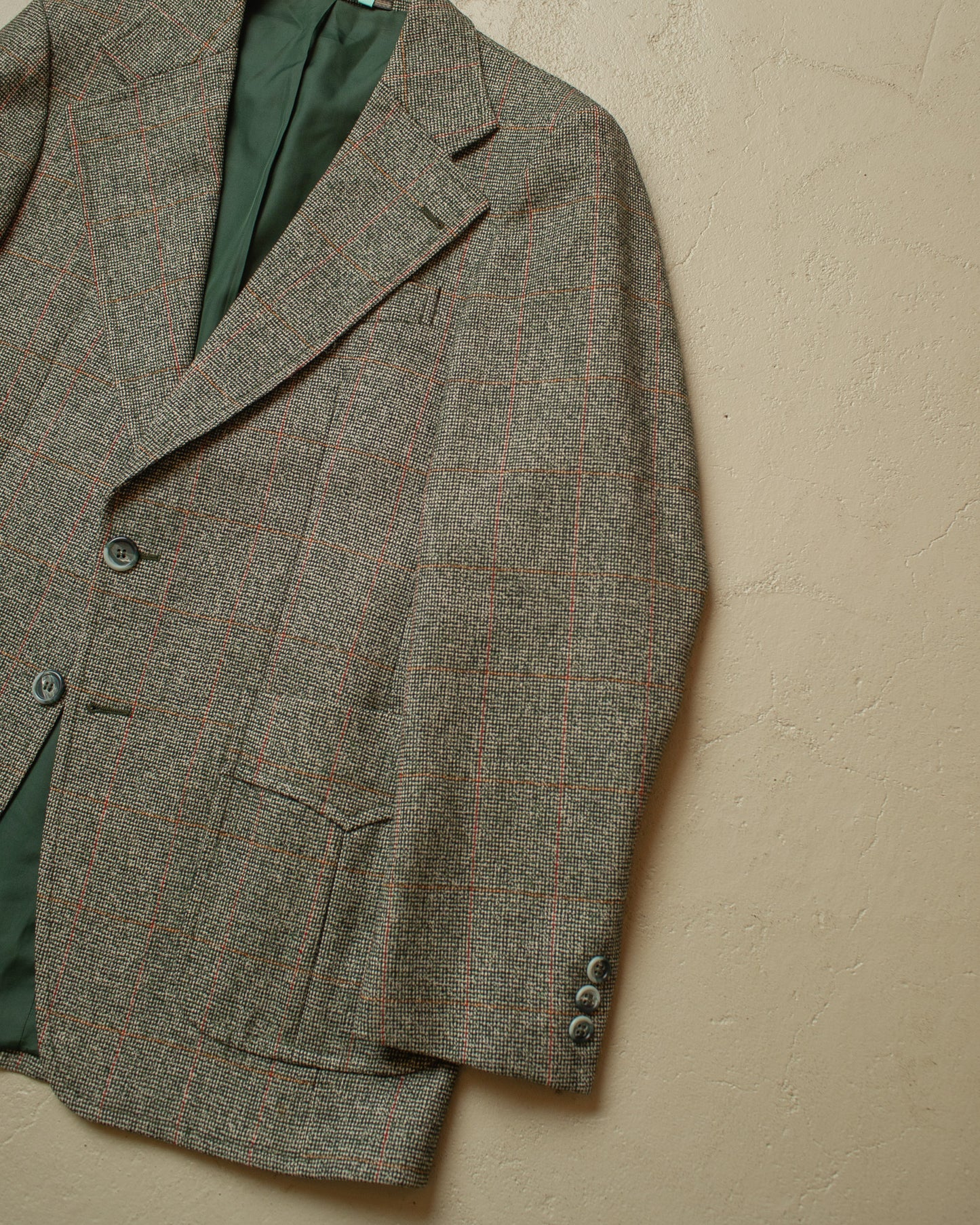 1970s does 1930s German checkered Sports Suit green - M