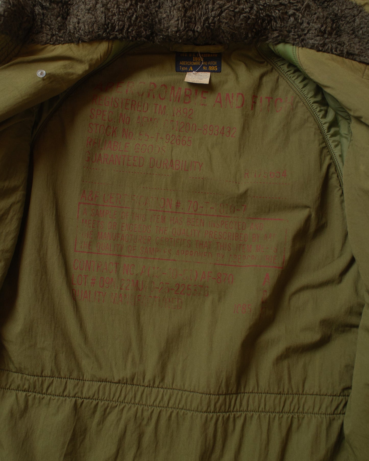 1990s Abercrombie & Fitch N3-B Repro Jacket khaki - L/XL