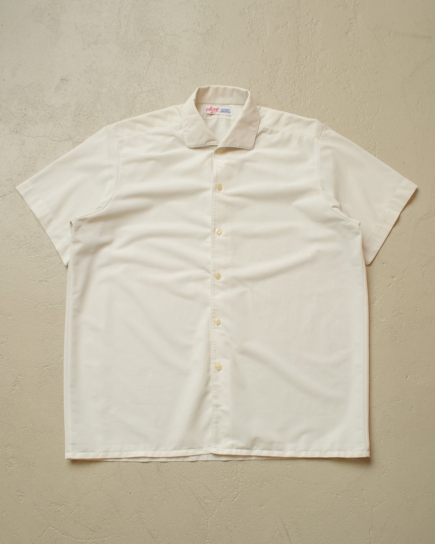 1950s German "Okay" Nylon Short Sleeve Shirt white - M/L
