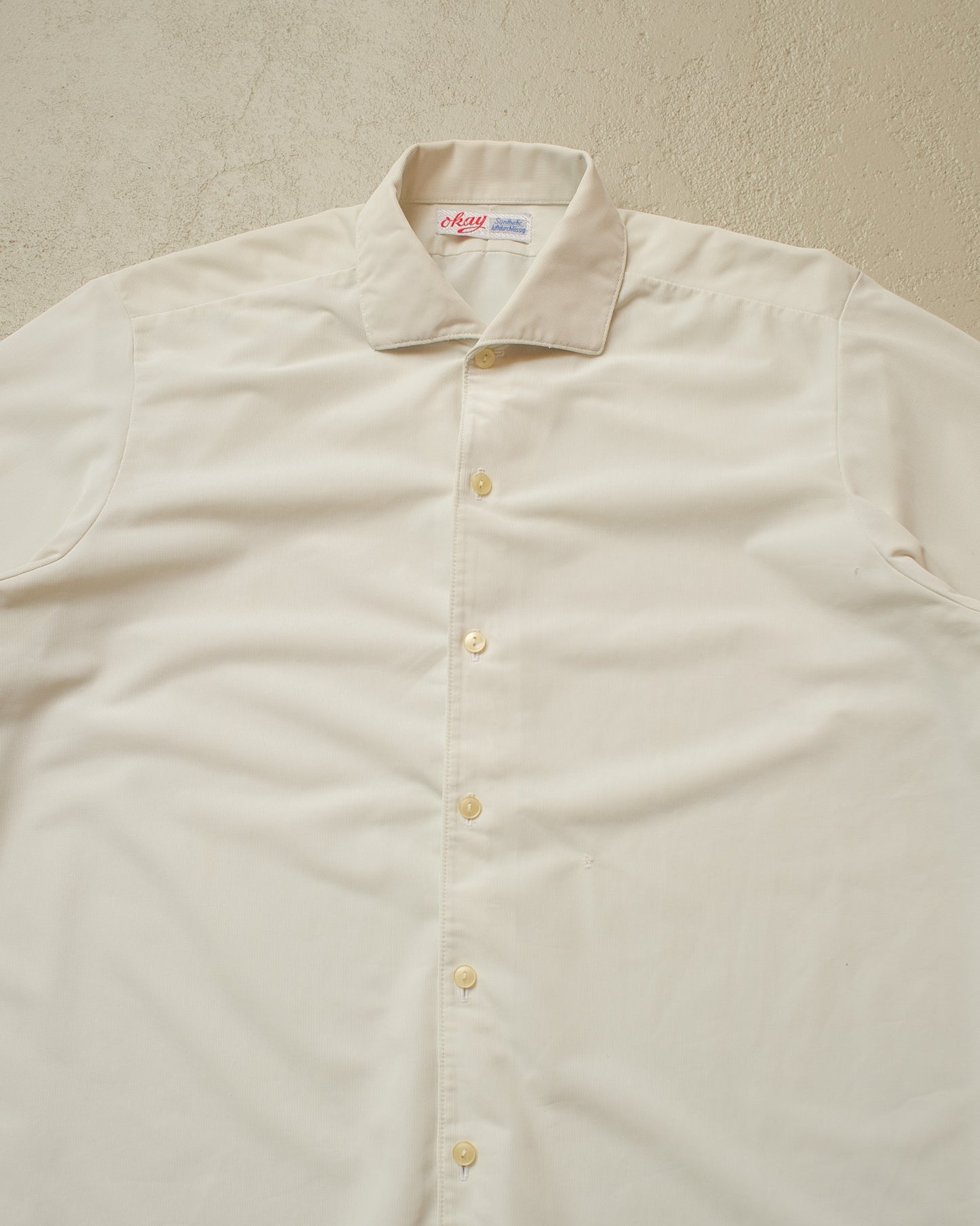 1950s German "Okay" Nylon Short Sleeve Shirt white - M/L