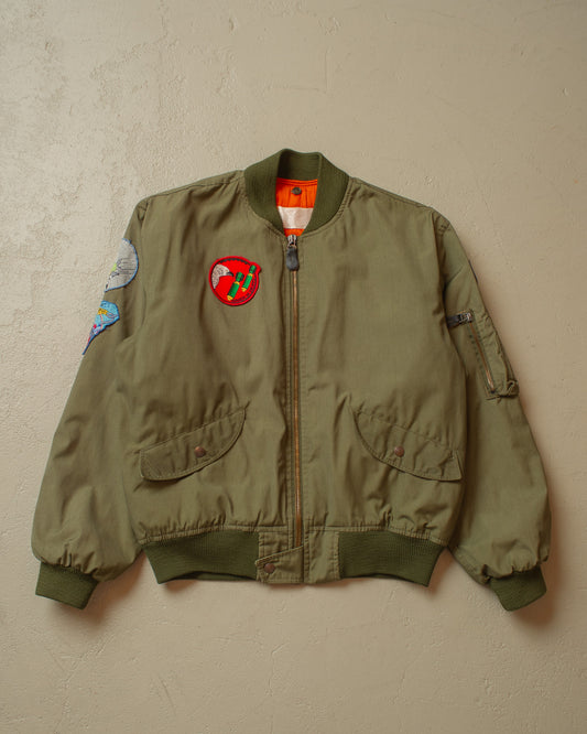 1970s Italian Air Force L-2B lined Flight Jacket khaki - L