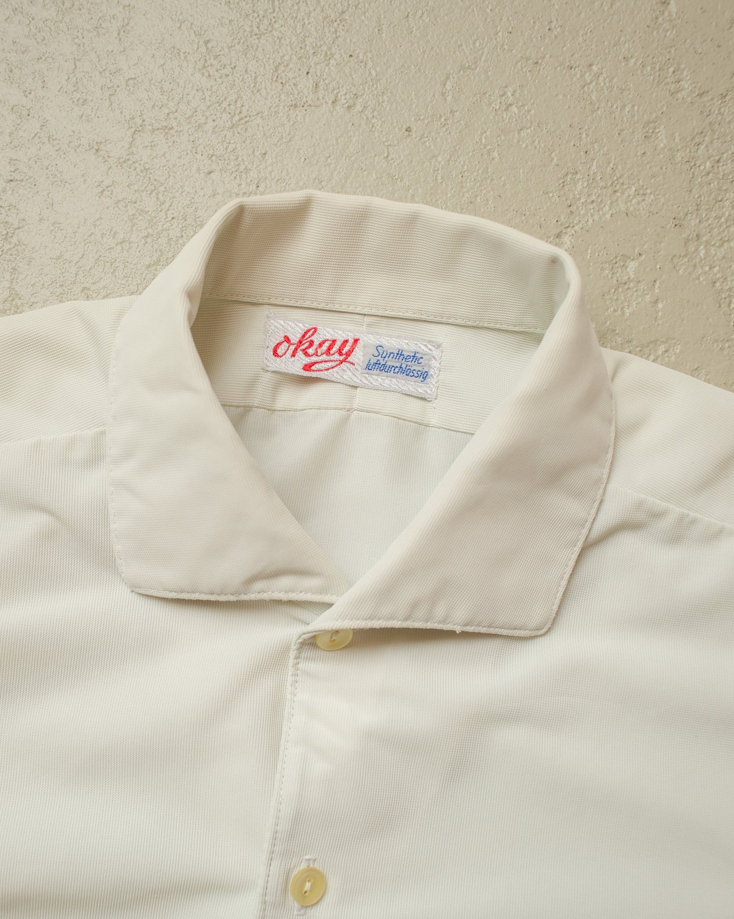 1950s German "Okay" Nylon Short Sleeve Shirt white - M/L