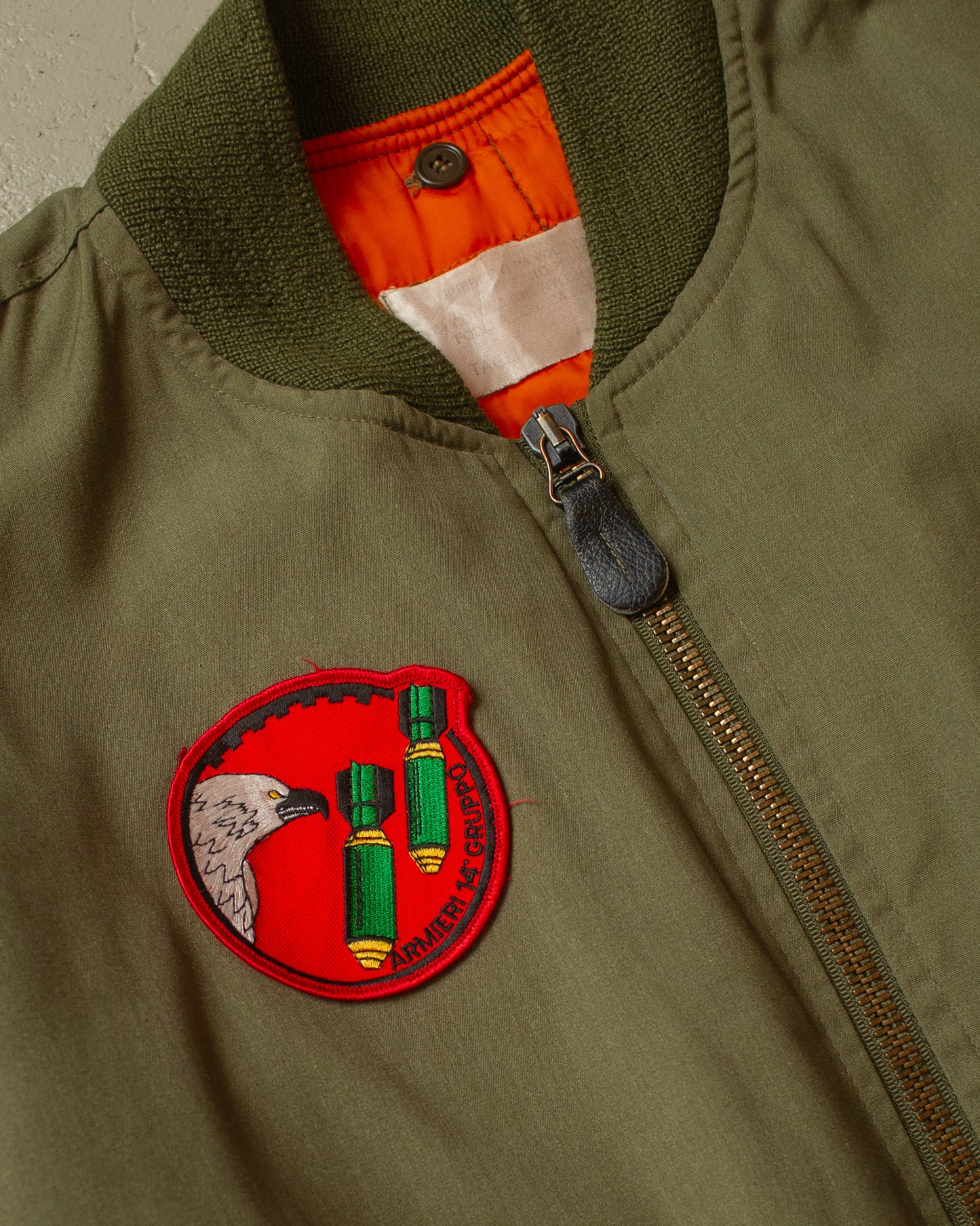 1970s Italian Air Force L-2B lined Flight Jacket khaki - L