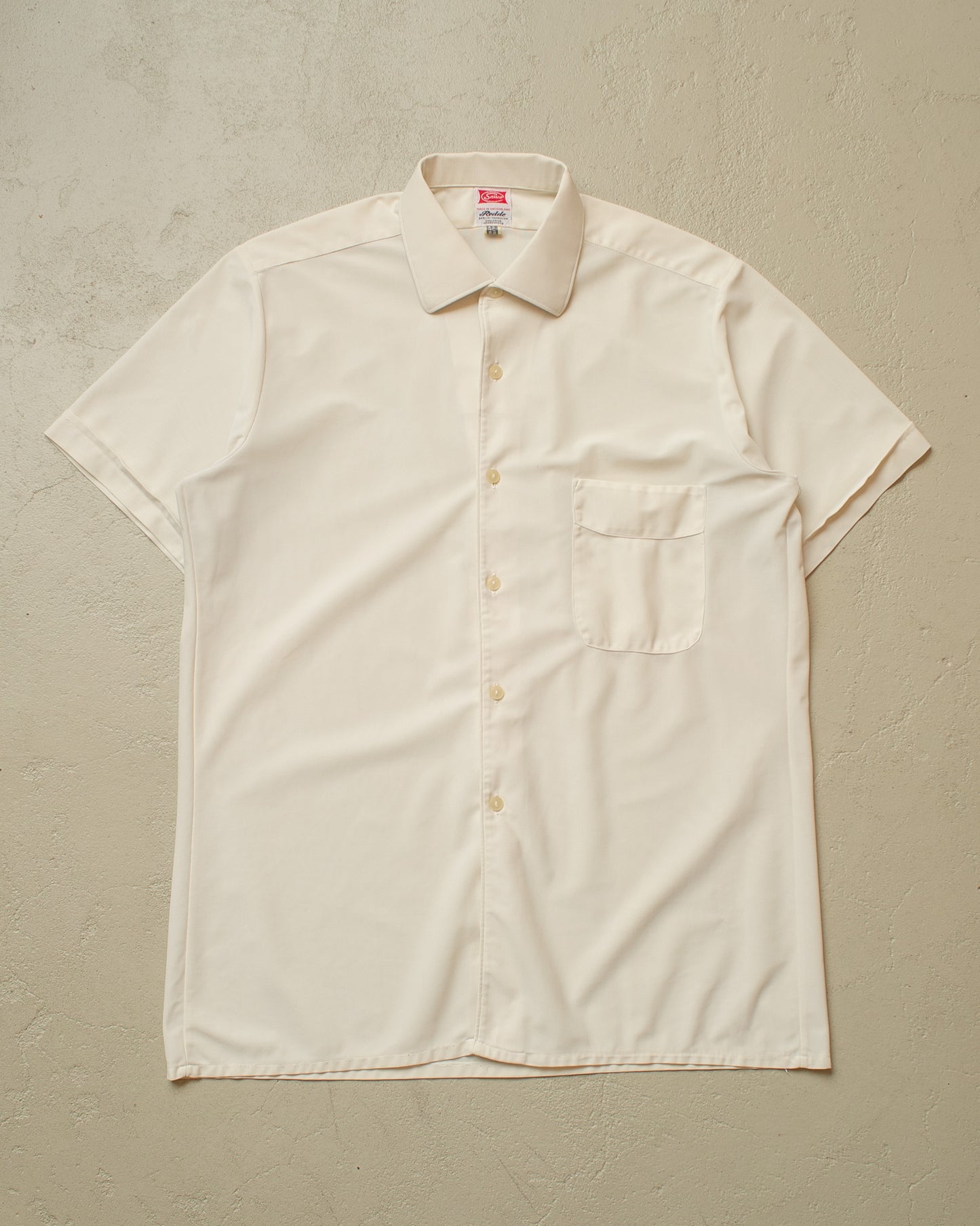1950s/60s Swiss "Sainco" Nylon Short Sleeve Shirt creme - M