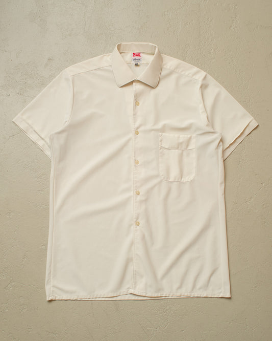 1950s/60s Swiss "Sainco" Nylon Short Sleeve Shirt creme - M