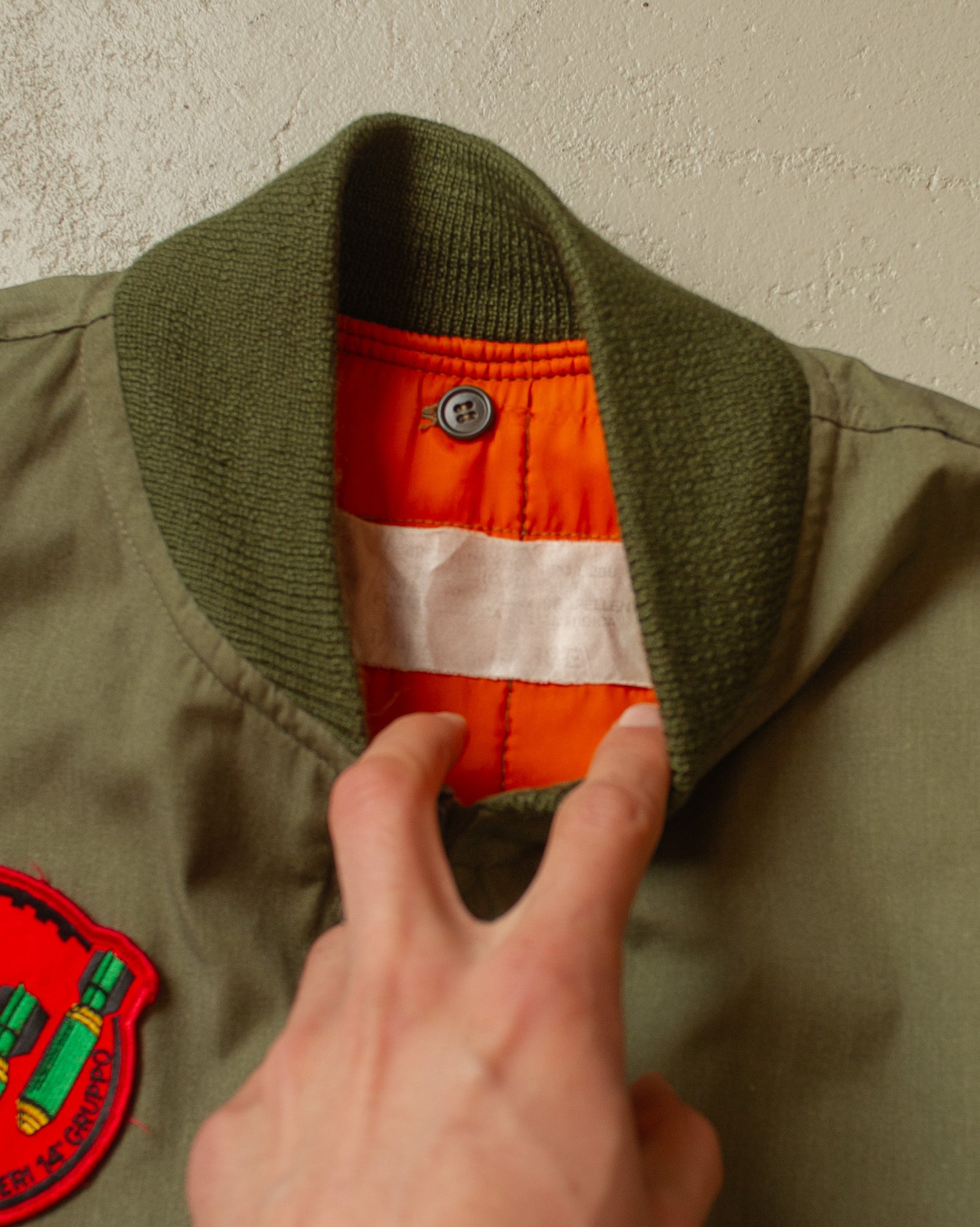 1970s Italian Air Force L-2B lined Flight Jacket khaki - L